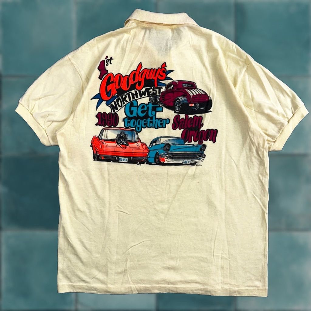 Anvil VINTAGE Anvil Goodguys Polo T Shirt Shirt Men L Yellow Cars 70s 80s 90s Corvette Hot Rods Vintage Theme Size US L / EU 52-54 / 3 - 1 Thumbnail