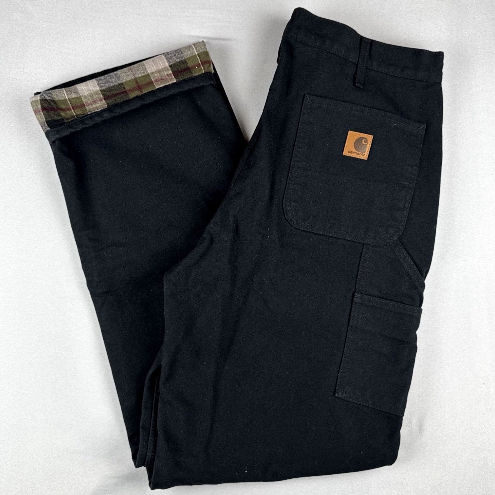 Carhartt VINTAGE Carhartt Flannel Lined Work Pants Black Dungaree Carpenter 36x34 BLK Size US 36 / EU 52 - 2 Thumbnail