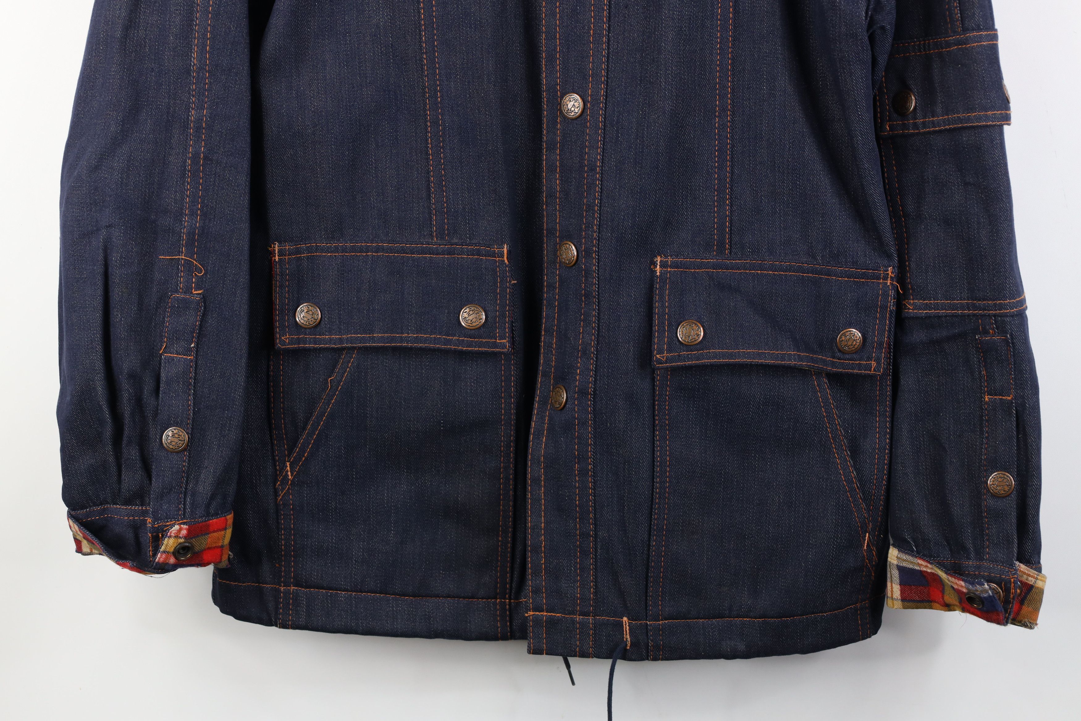 Vintage Vintage 70s Streetwear Plaid Trim Denim Chore Jacket Indigo Size US M / EU 48-50 / 2 - 3 Thumbnail