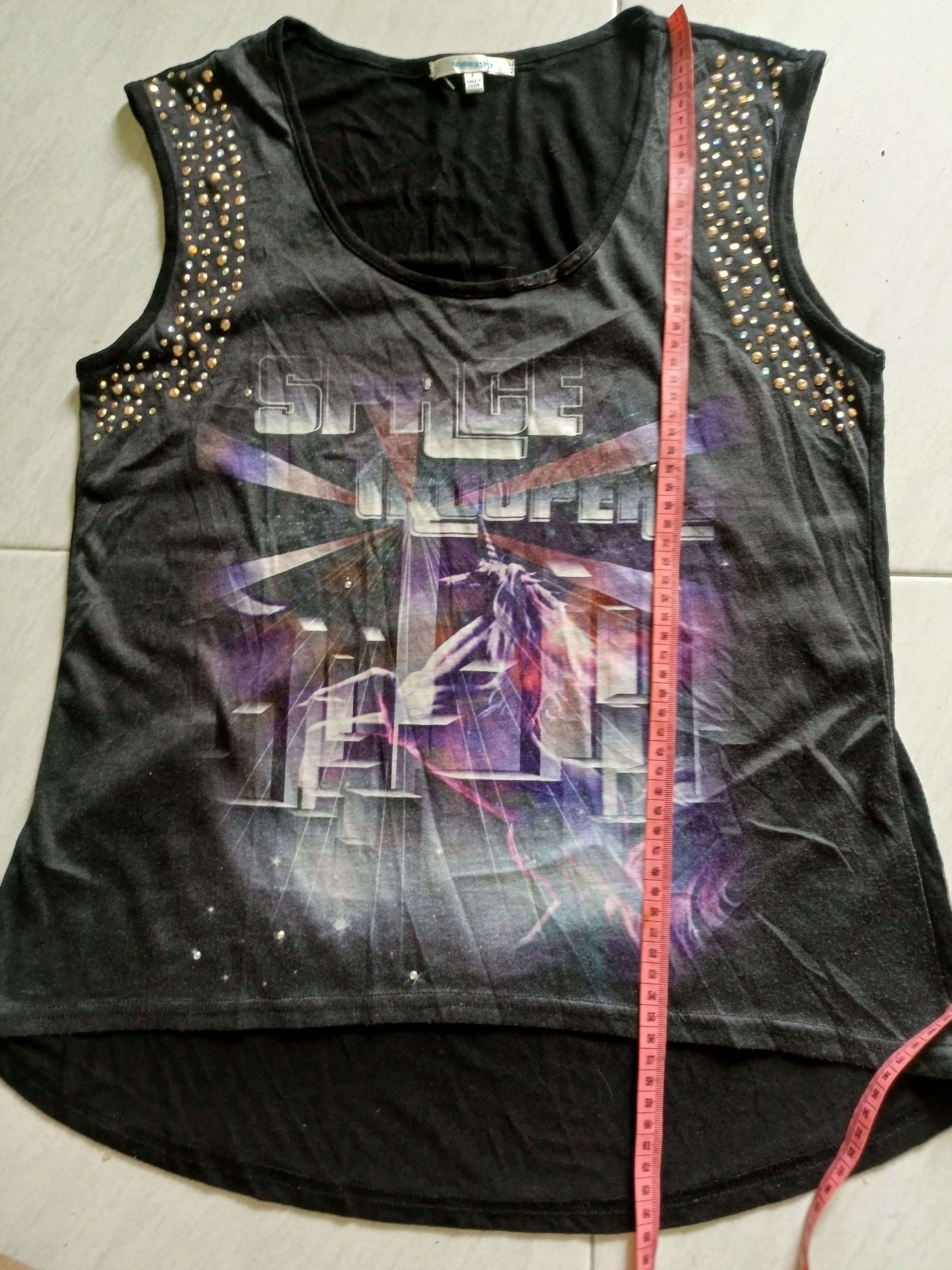 Japanese Brand VALLEY GIRL Space Trooper Rhinestone Tank Top Size S / US 4 / IT 40 - 10 Thumbnail