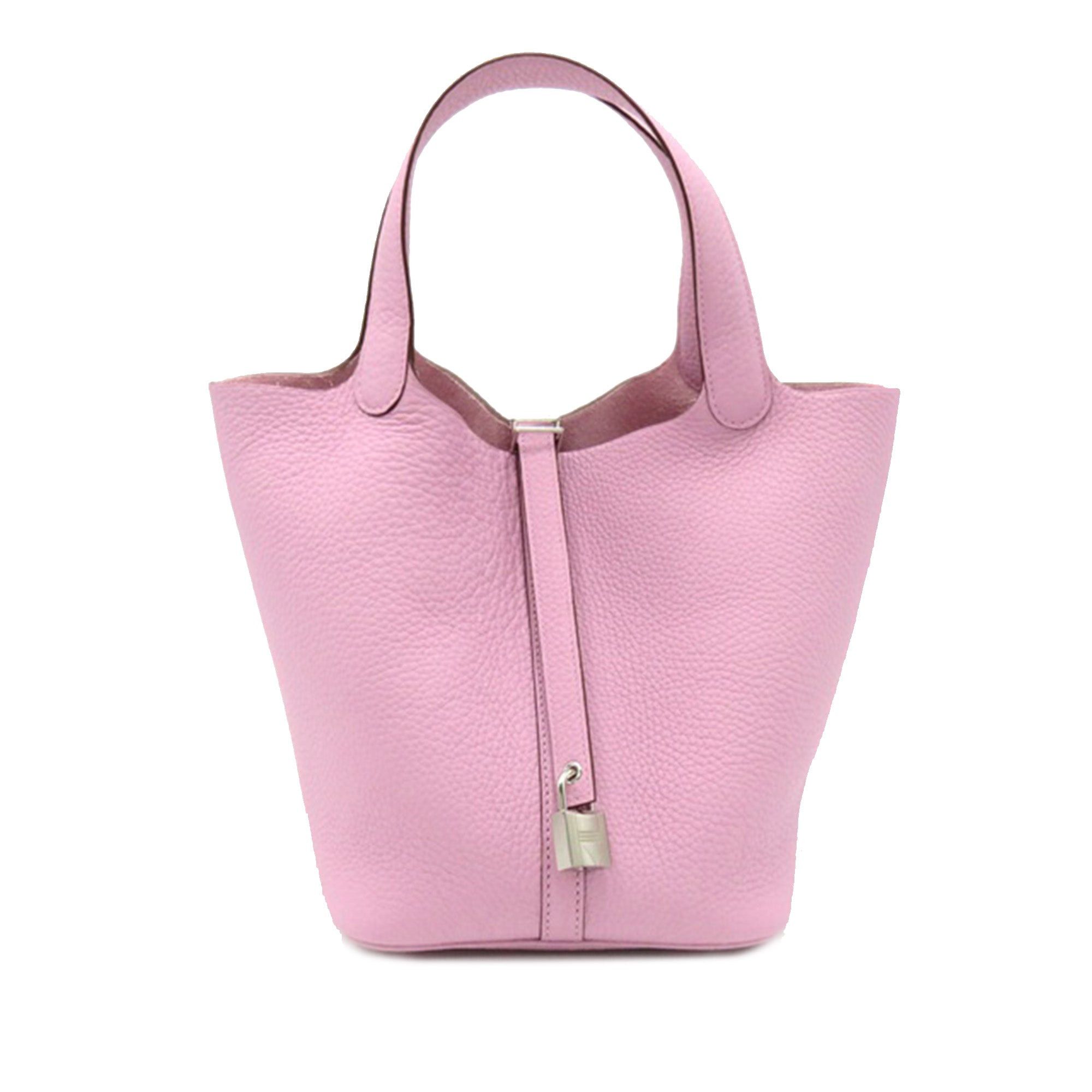 image of Hermes Clemence Picotin Lock Mm Handbag in Pink, Women's