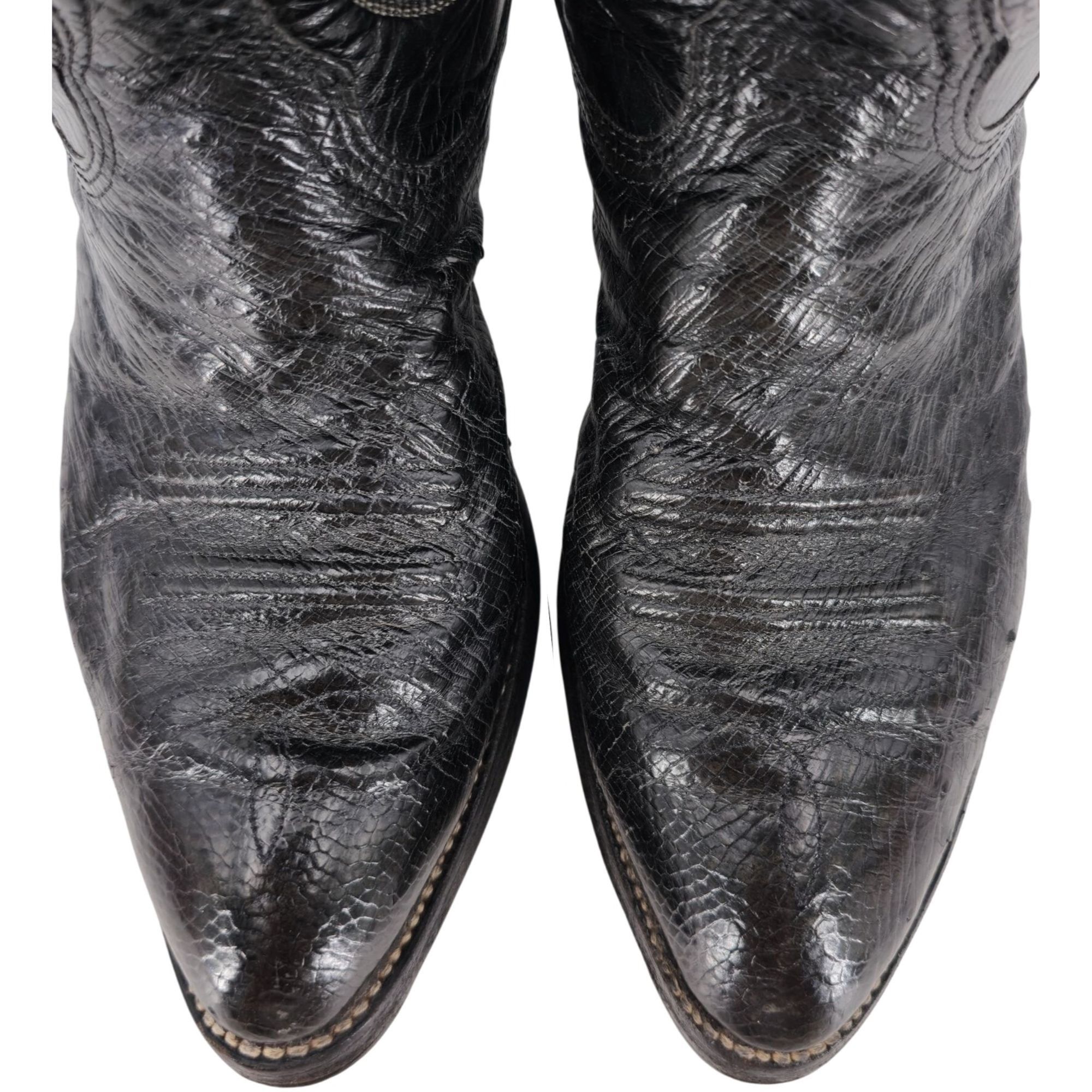 Nocona Boots Vintage Nocona Exotic Black Ostrich Leather Cowboy Boots 8.5 Size US 8.5 / EU 41-42 - 2 Thumbnail