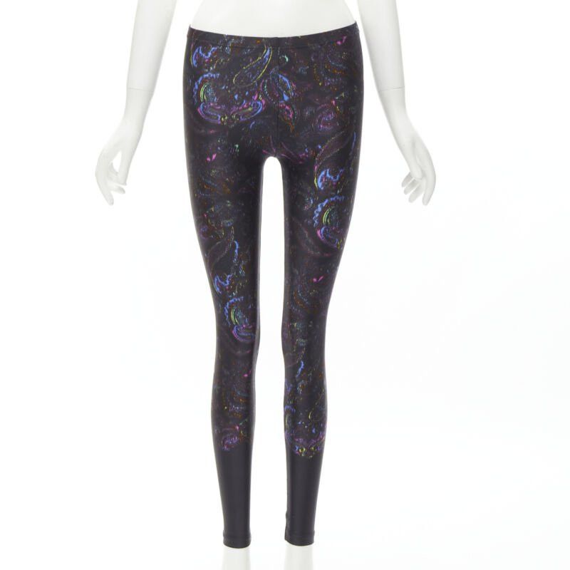 Louis Vuitton LOUIS VUITTON 2009 Runway black blue paisley print stretchy legging FR34 XS rare Size 25" / US 0 / IT 36 - 1 Thumbnail