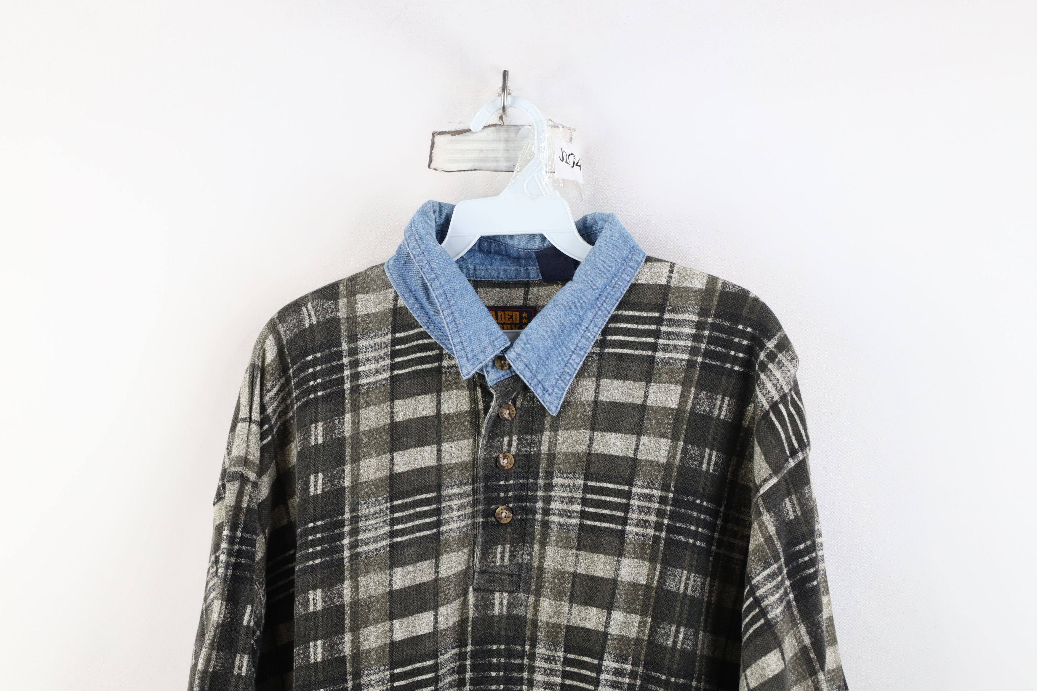 Vintage Vintage 90s Streetwear Denim Collar Golf Polo Shirt Plaid Size US XL / EU 56 / 4 - 2 Thumbnail