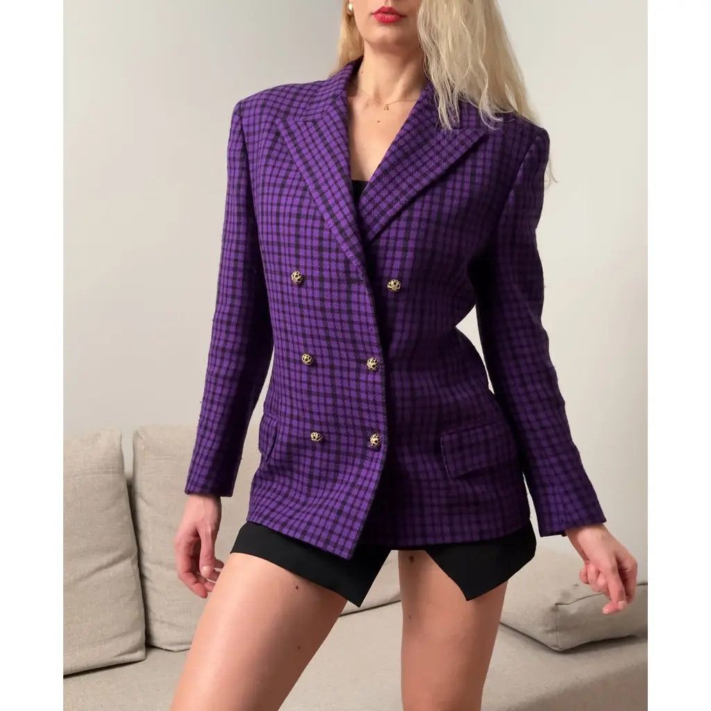 Other Gianni Versace Purple Check Double-Breasted Blazer IT42 Size M / US 6-8 / IT 42-44 - 1 Thumbnail