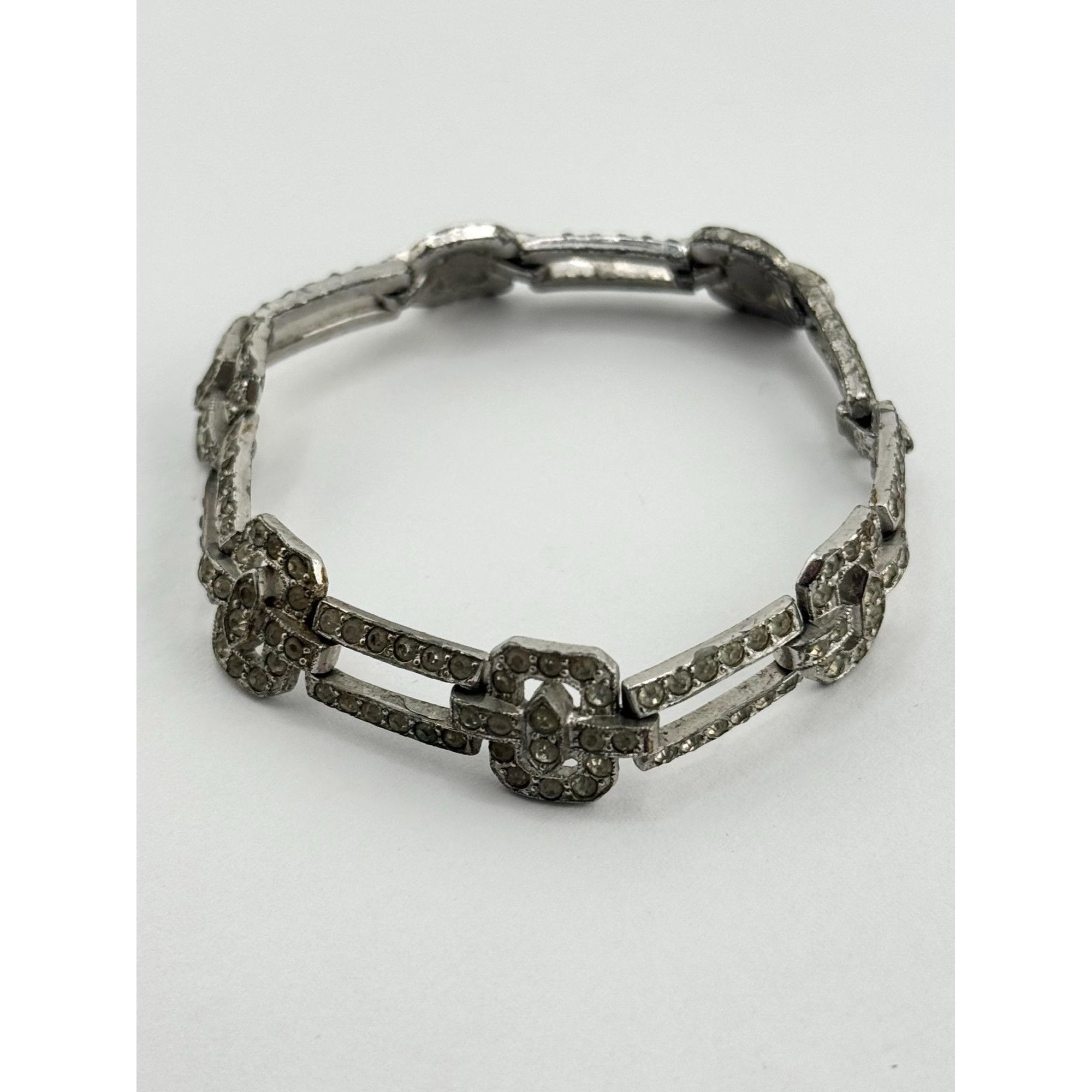 Vintage Estate art deco pave rhinestone bracelet Size ONE SIZE - 4 Thumbnail