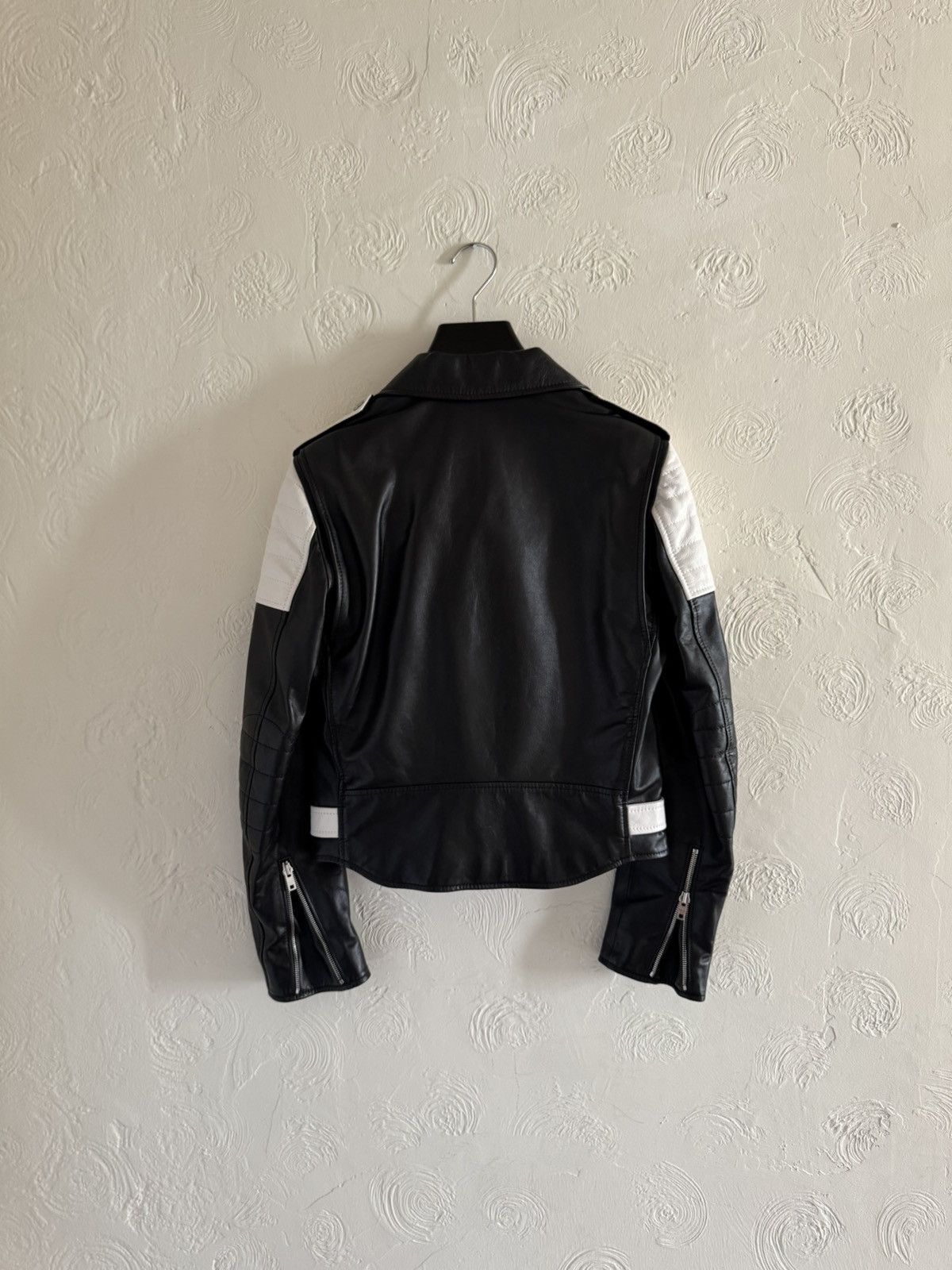 Celine × Hedi Slimane Celine SS19 Black White Padded Sleeve Calf Biker Size US S / EU 44-46 / 1 - 6 Thumbnail