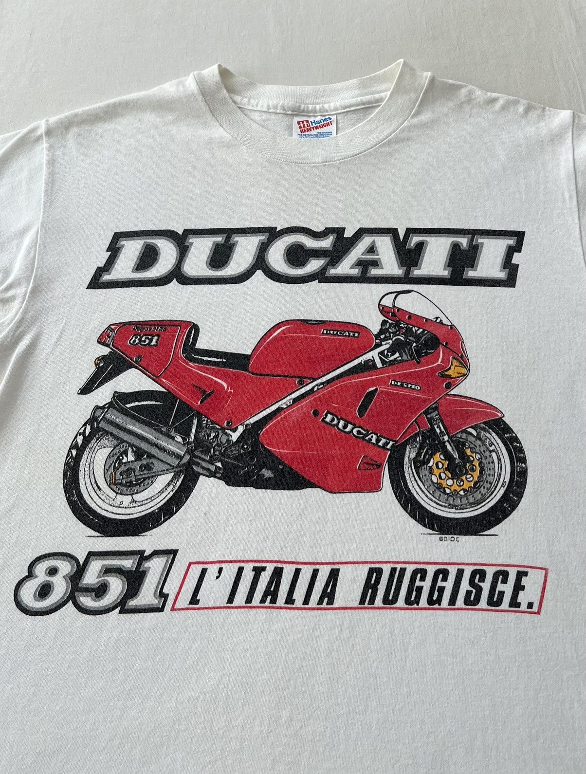 Ducati Vintage 90s Ducati 851 Moto Racing Promo White T-shirt Size US M / EU 48-50 / 2 - 3 Thumbnail