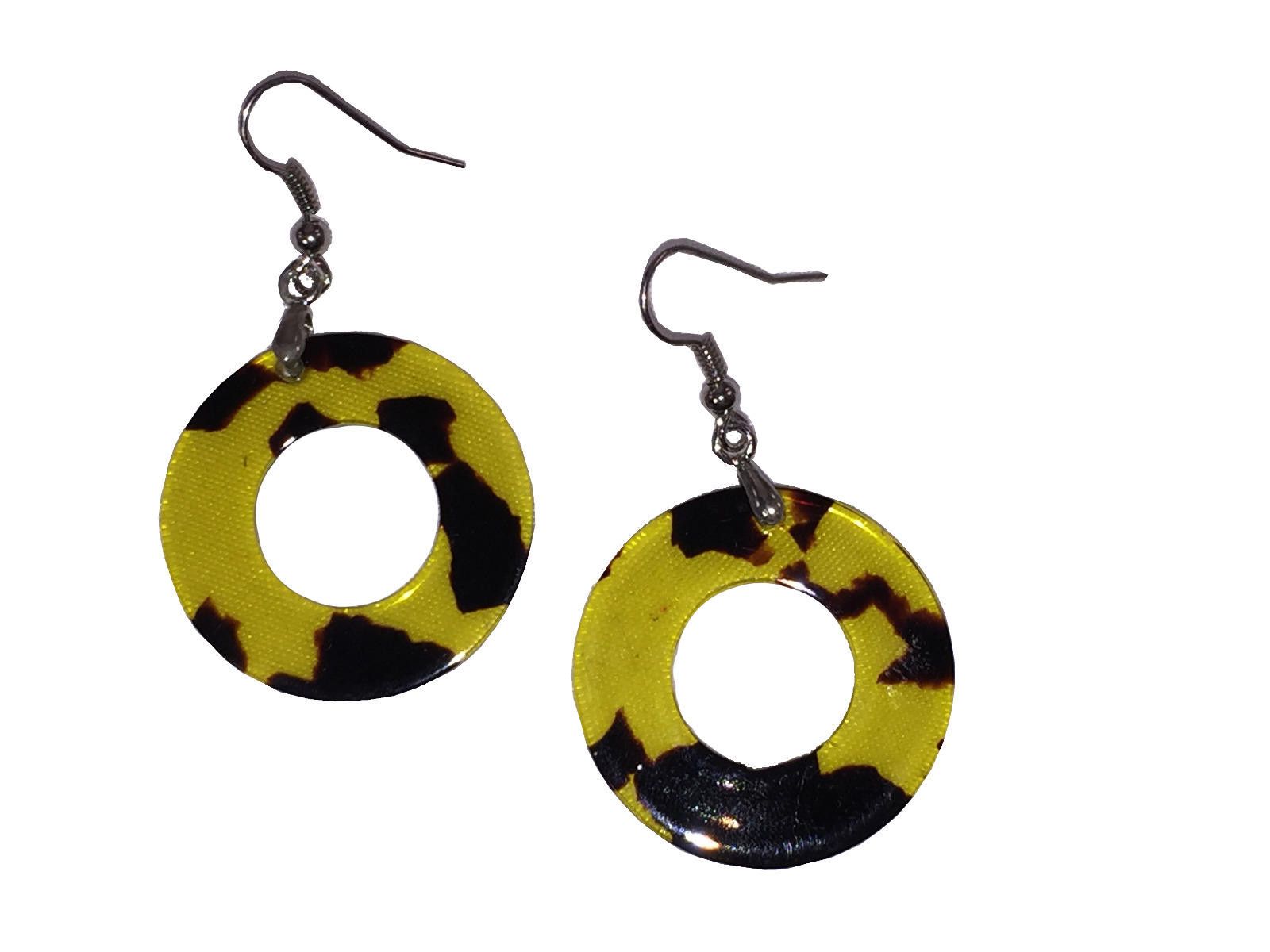 Designer Simulated Tortoise Shell Plastic Hoop Dangle Earrings Size ONE SIZE - 1 Thumbnail