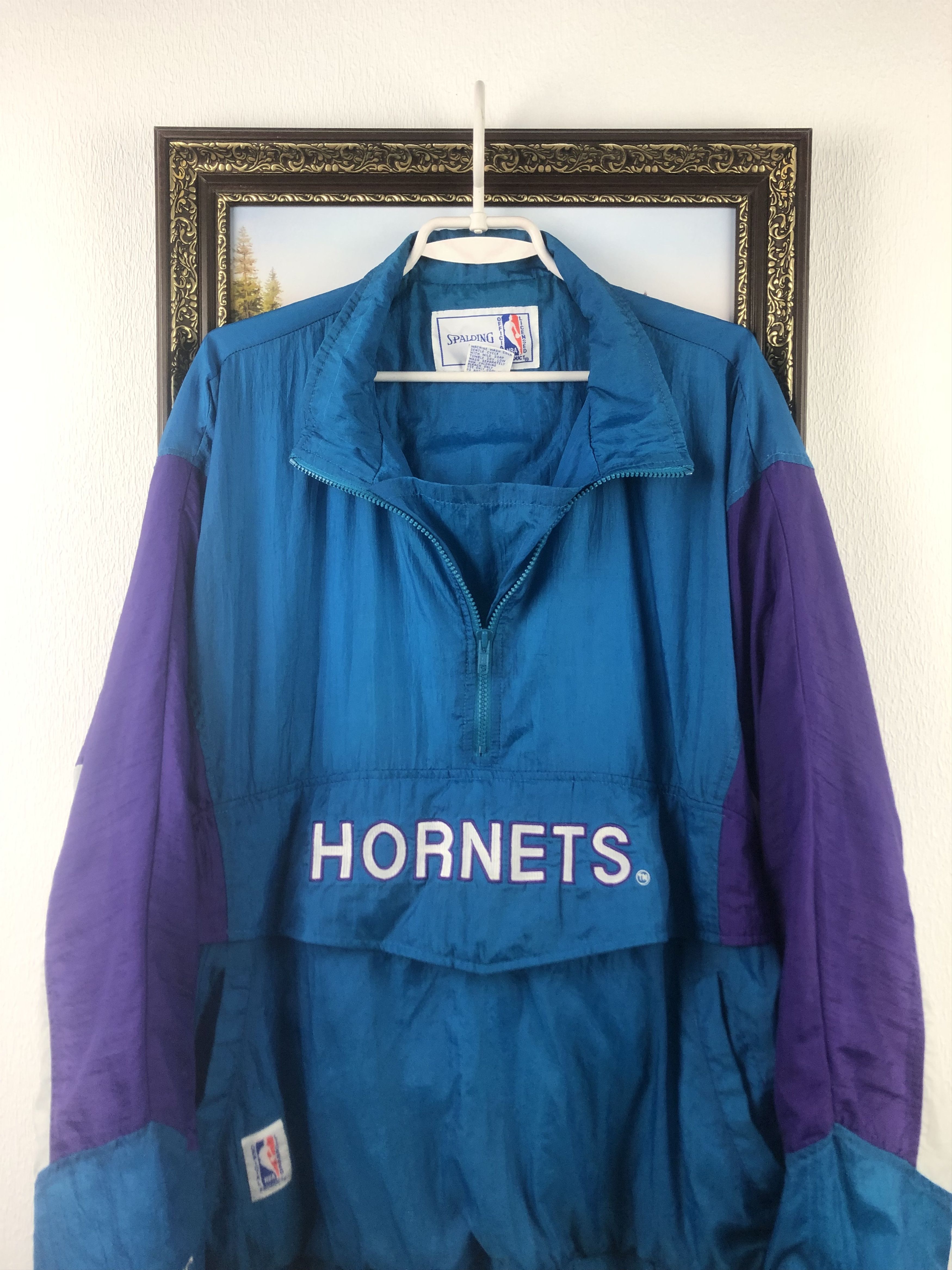NBA Vintage 90's Charlotte Hornets NBA Spalding Jacket Blue Rare Size US XL / EU 56 / 4 - 6 Thumbnail