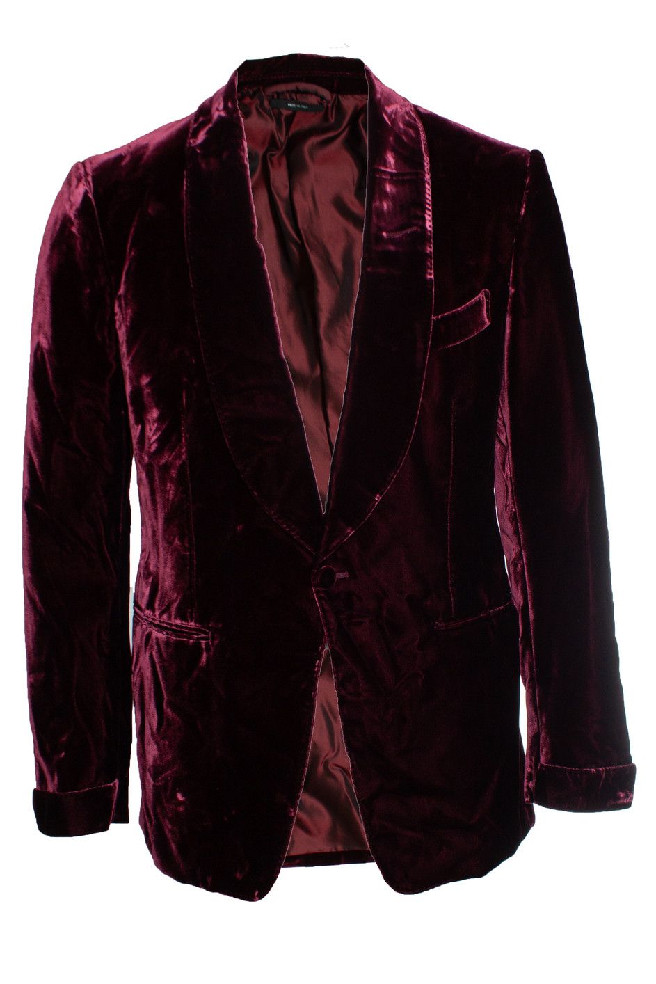 Tom Ford Tom Ford, Velvet shelton blazer in burgundy Size 50R - 1 Thumbnail