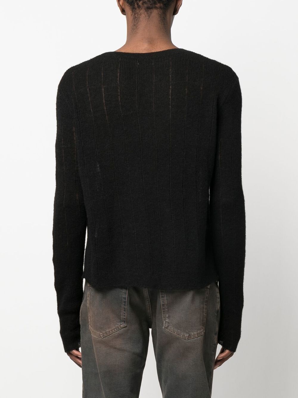 Saint Laurent Paris Saint Laurent Openwork Knit Sweater -- Black Alpaca Size US L / EU 52-54 / 3 - 6 Thumbnail