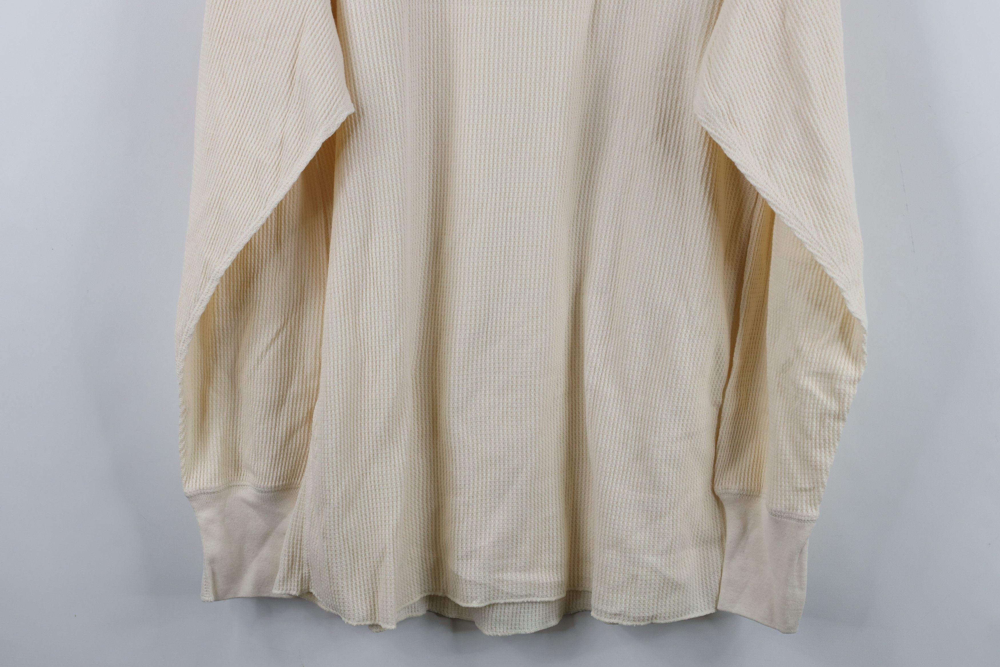Vintage Vintage 90s Streetwear Waffle Knit Long Sleeve T-Shirt Beige Size US XL / EU 56 / 4 - 12 Thumbnail