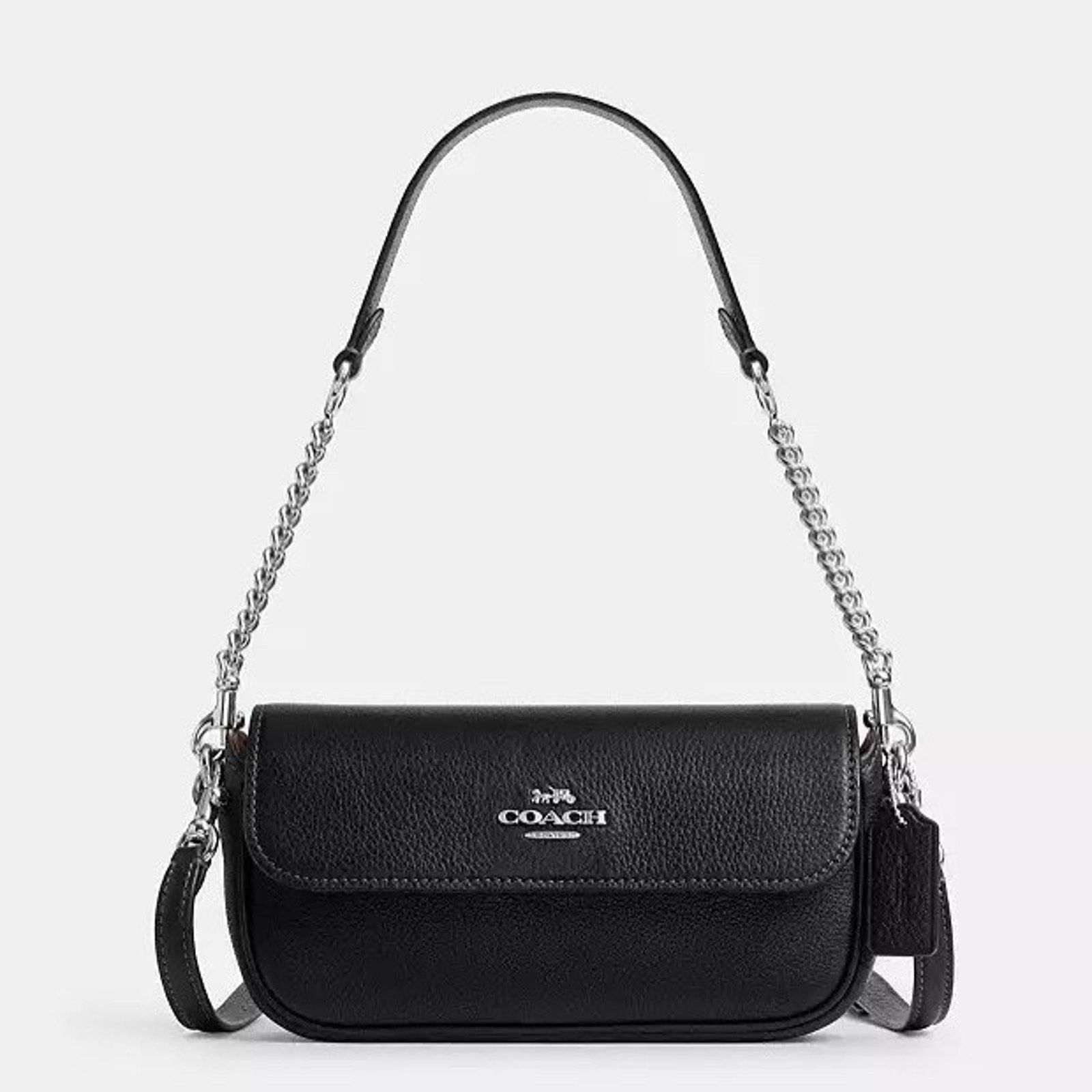 Coach NWT Coach Hailey Flap Bag Leather CAN72 Silver/Black Size ONE SIZE - 6 Thumbnail