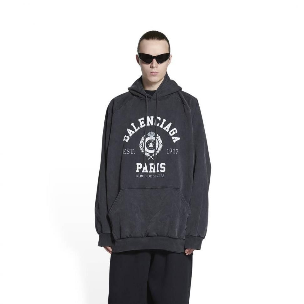 Balenciaga o1in1g0124 College 1917 Hoodie Oversized in Black Size US M / EU 48-50 / 2 - 4 Thumbnail