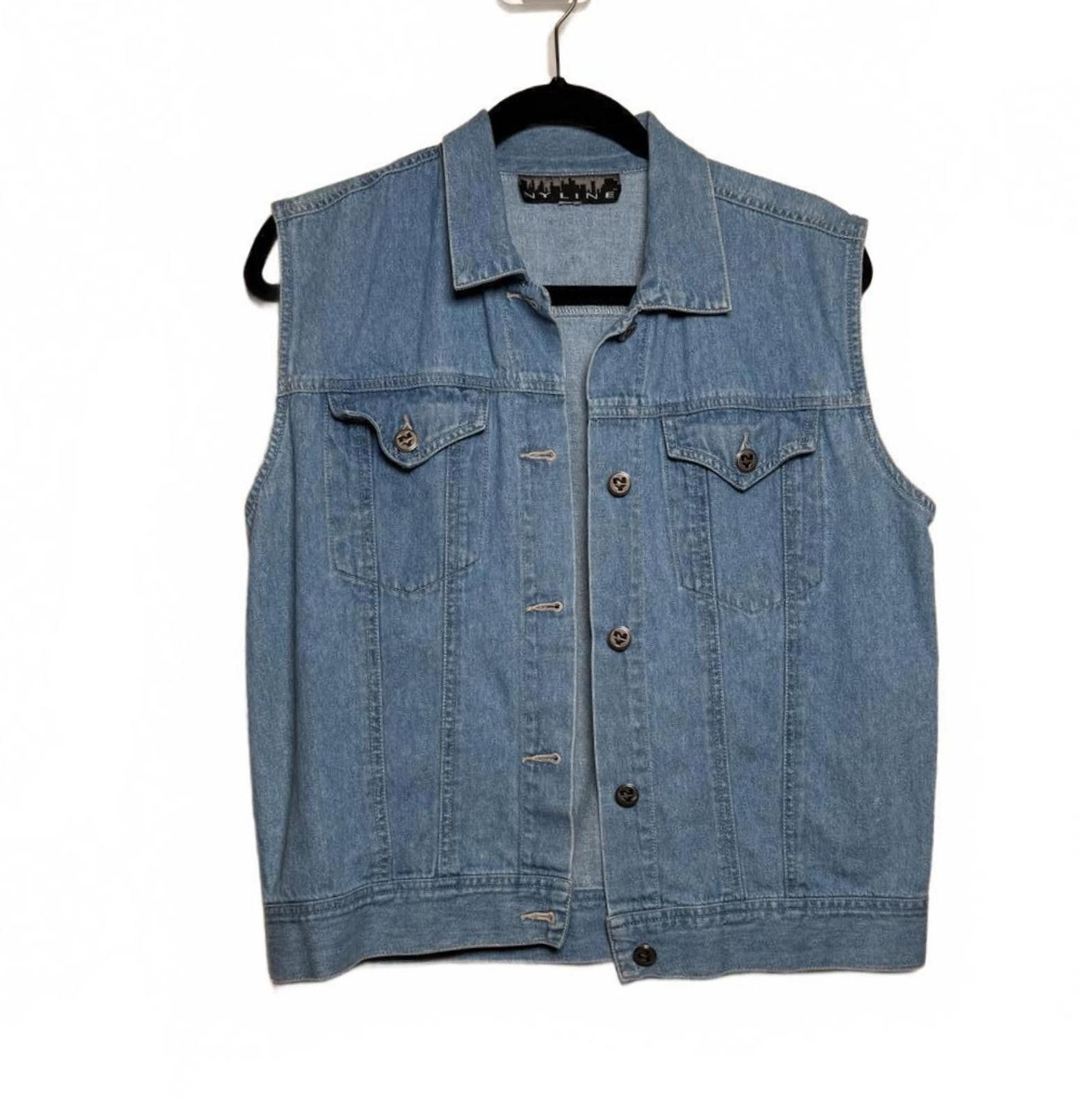 Designer vintage NY 90s Denim Blue Cut off Vest Size L / US 10 / IT 46 - 2 Thumbnail