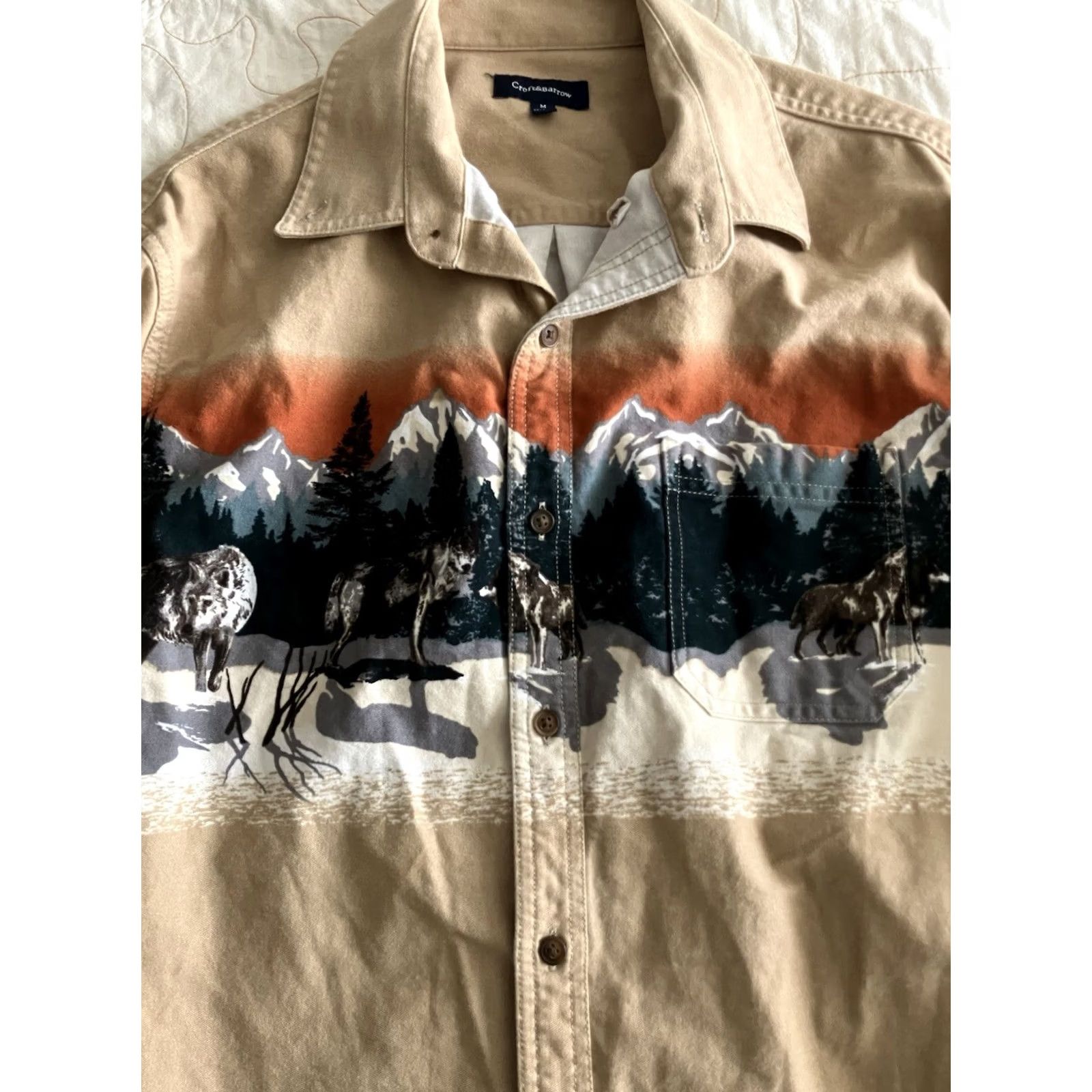 Vintage Western Shirt Mens M Long Sleeve Button-Down Wolf Wolves Cowboy Croft & Barrow Size US M / EU 48-50 / 2 - 2 Thumbnail