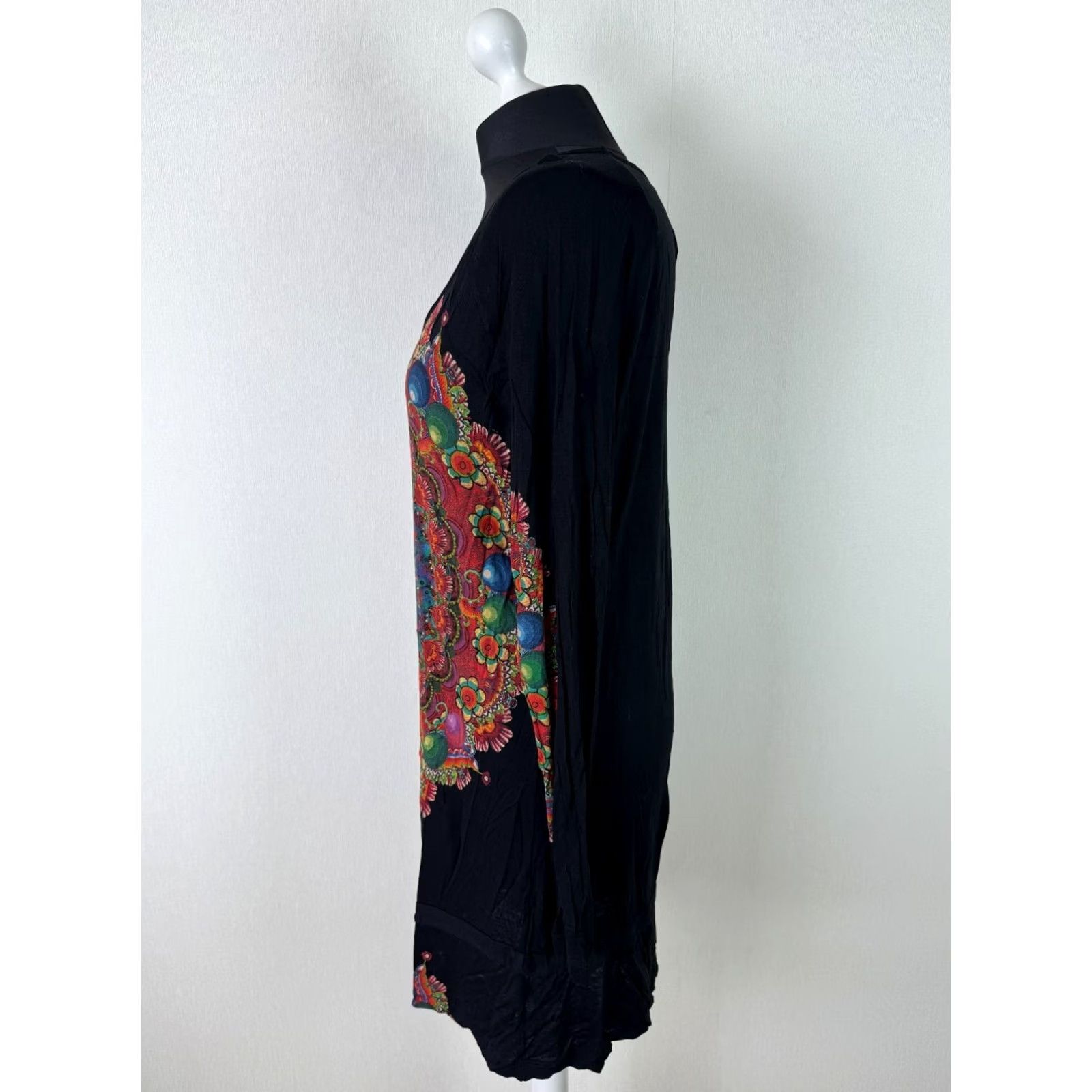 Desigual Desigual Shirt Womens XXL Black Long Sleeve Round Neck Tunic 2XL Size XXL / US 16-18 / IT 52-54 - 2 Thumbnail