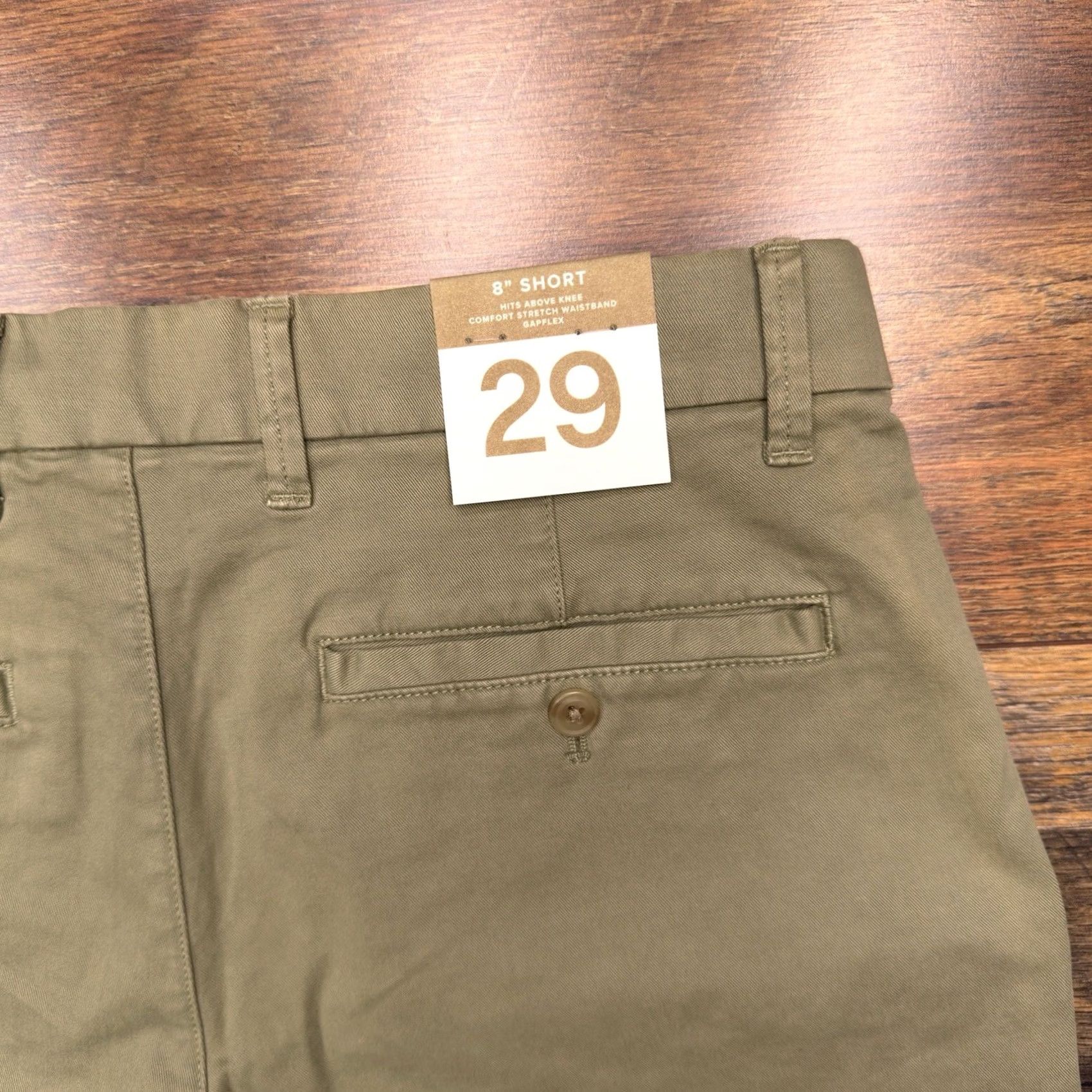 Gap Gap Mens 29 Green Mid Rise Stretch Gapflex 8 Inch Short Chino Casual Summer 98% Cotton 2% Spandex Regular Front Pocket Mens Men Size US 29 - 5 Thumbnail