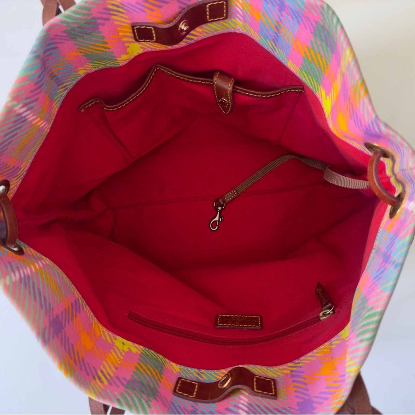 Dooney & Bourke Dooney & Bourke plaid shopper tote colorful braided leather Size ONE SIZE - 6 Thumbnail