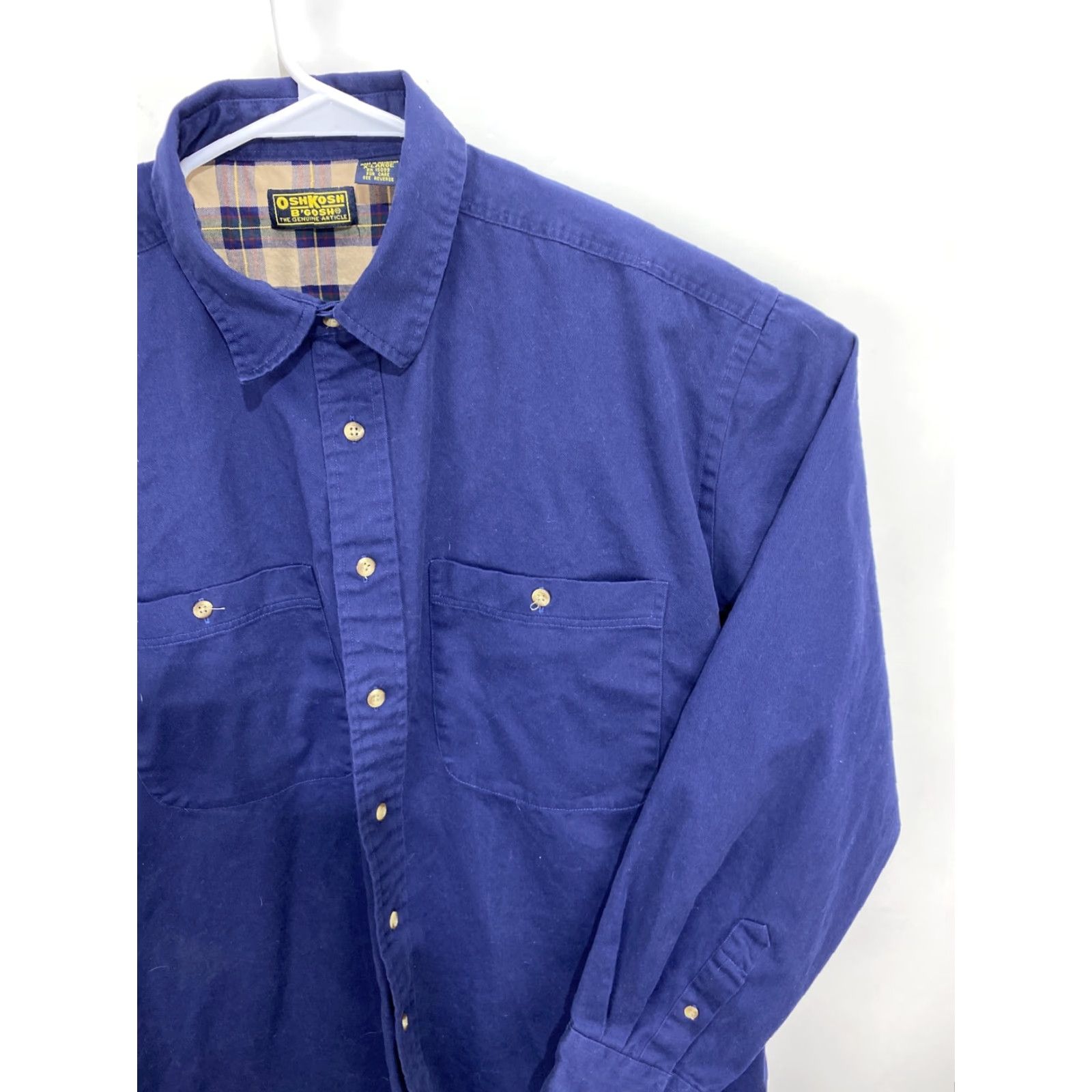 Vintage VINTAGE Oshkosh B'gosh Navy Blue Single Needle Tailoring Flannel Shirt Men's XL Work Size US XL / EU 56 / 4 - 7 Thumbnail