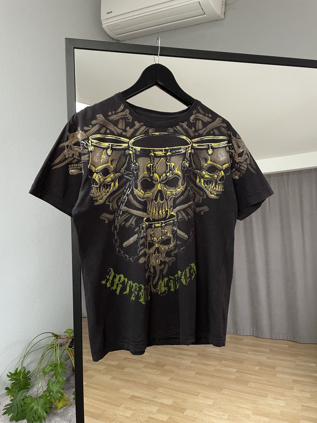 Ed Hardy × Vintage Vintage Y2K Affliction Over Printed Tee Skull T-shirt Size US M / EU 48-50 / 2 - 1 Thumbnail