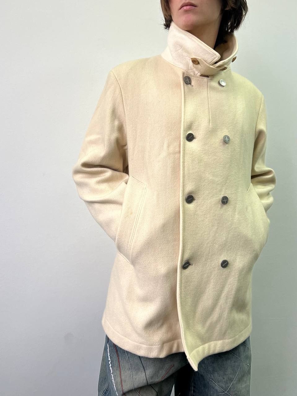 Stone Island 2006 Stone Island Denim wool pea coat NEW Size US XL / EU 56 / 4 - 1 Thumbnail