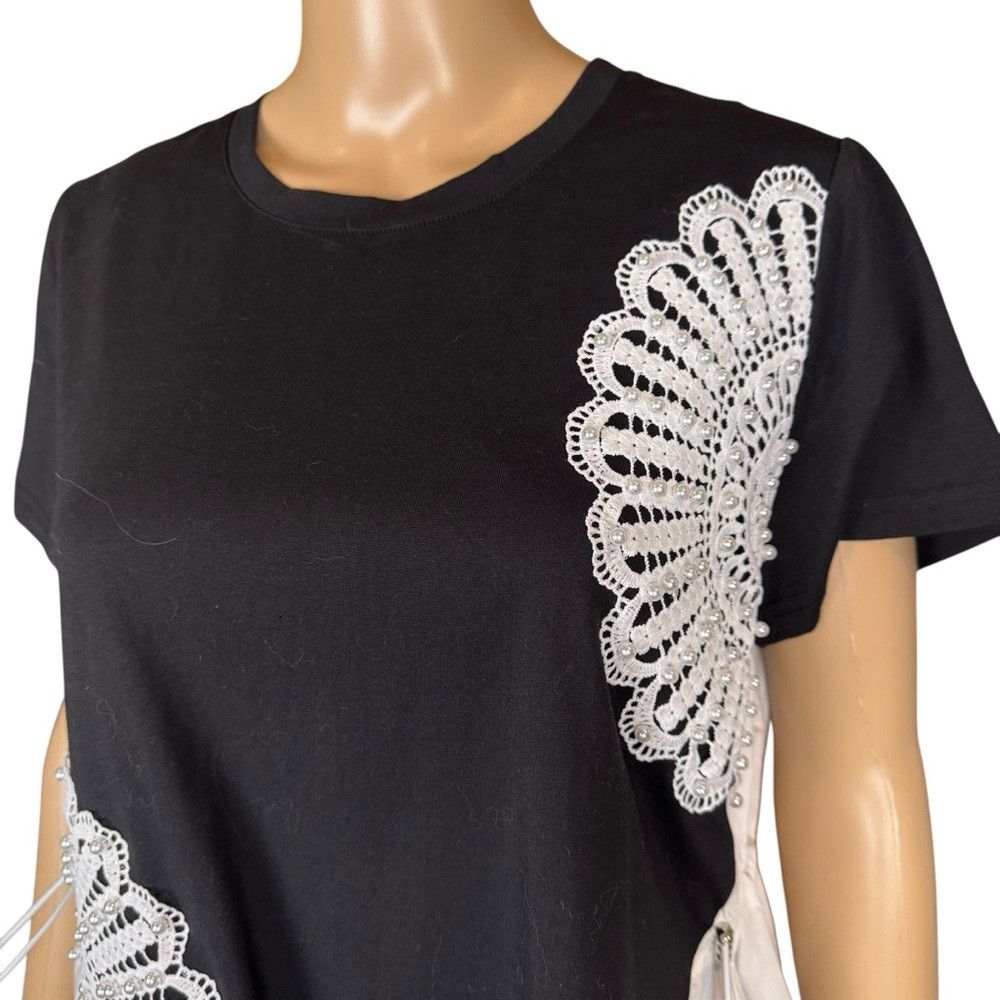 Other NWT New $99 Gabby Isabella Pointelle Flower Cotton Blouse S Size L / US 10 / IT 46 - 9 Thumbnail