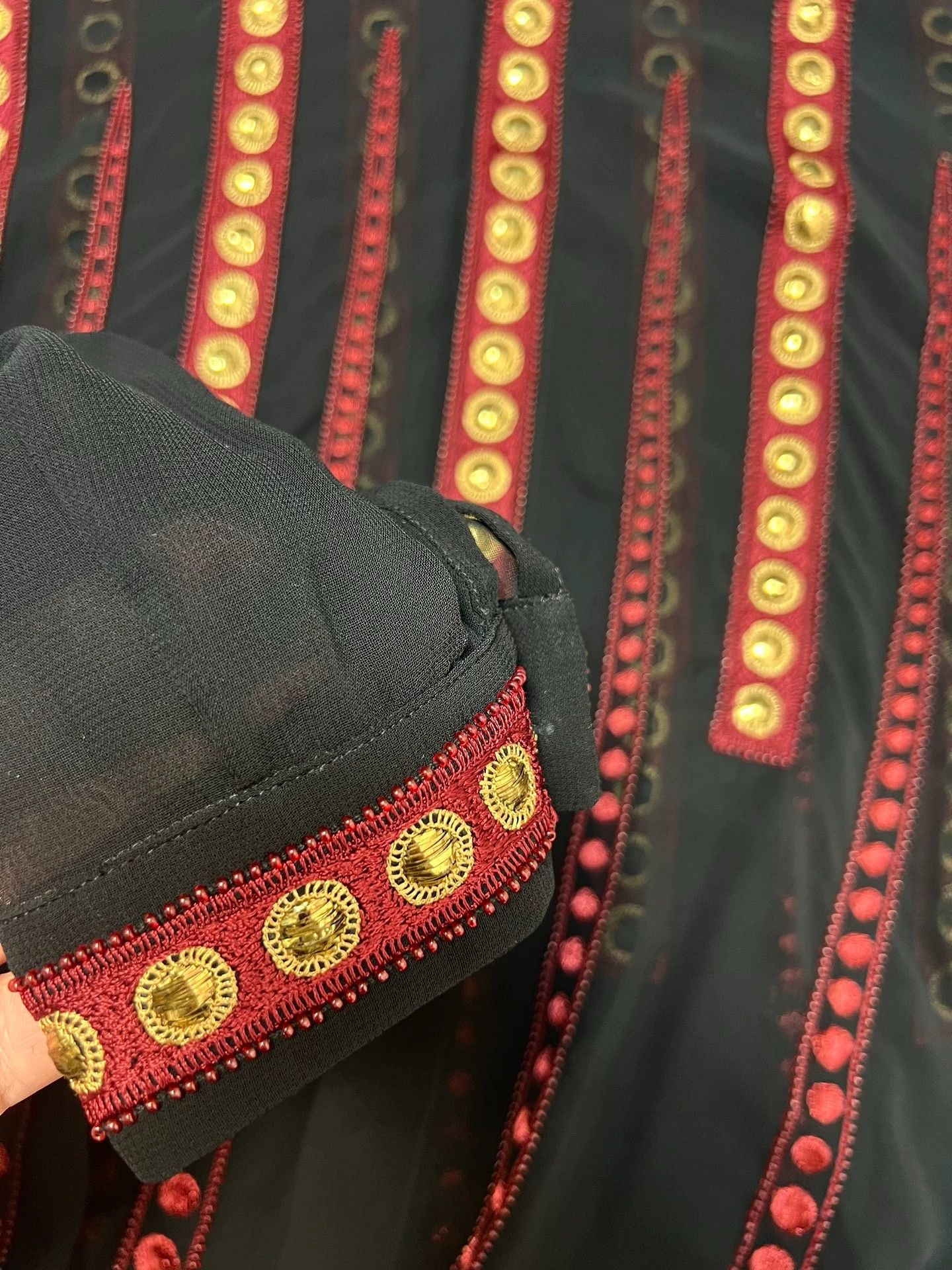 Saint Laurent Paris red bead embroidery, black jukebox, semi-sheer shirt Size US M / EU 48-50 / 2 - 5 Thumbnail