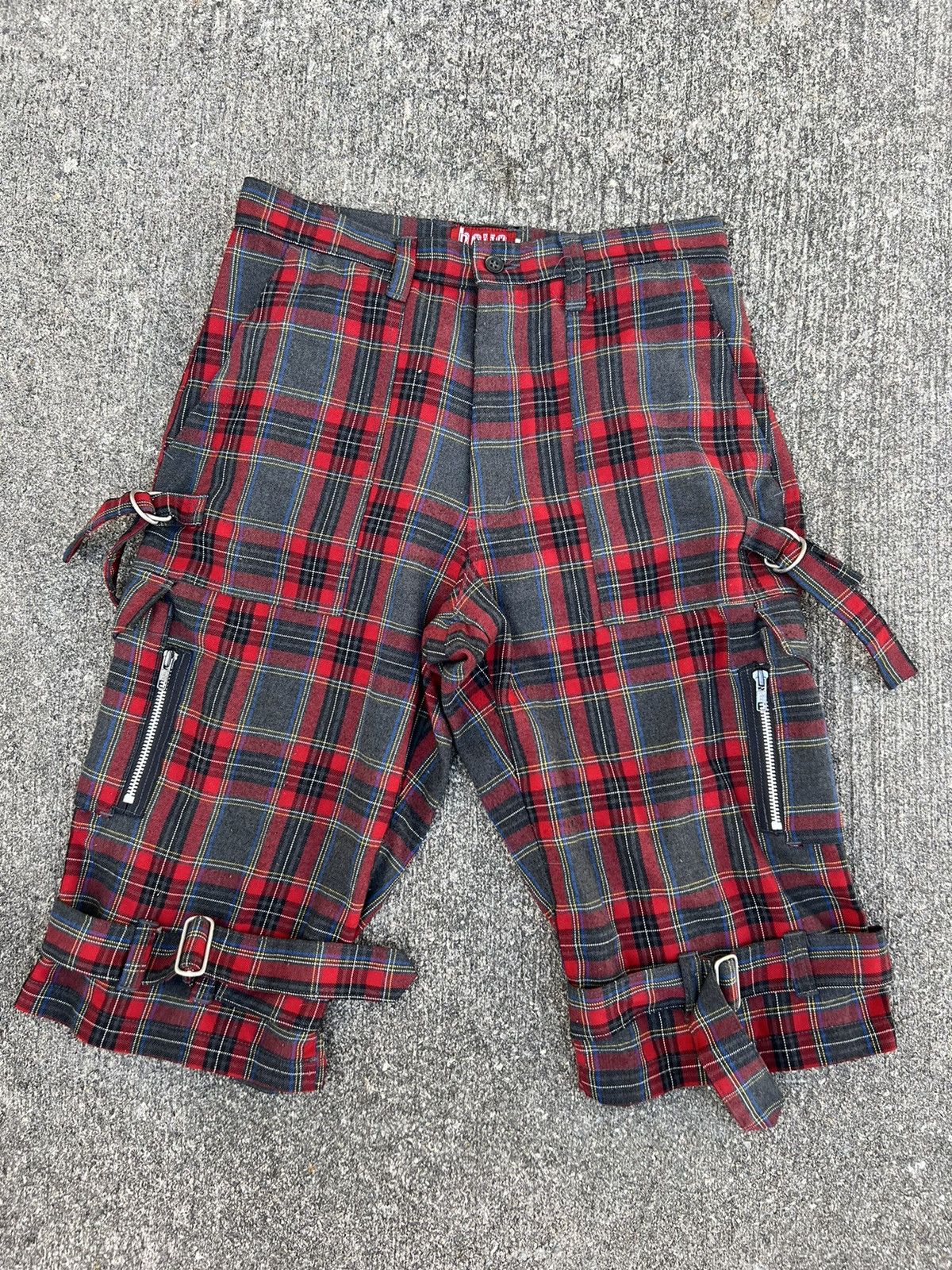 image of Seditionaries Batsu Boys Japan Tartan Tactical Bondage Cargo Cropped, Men's (Size 30)