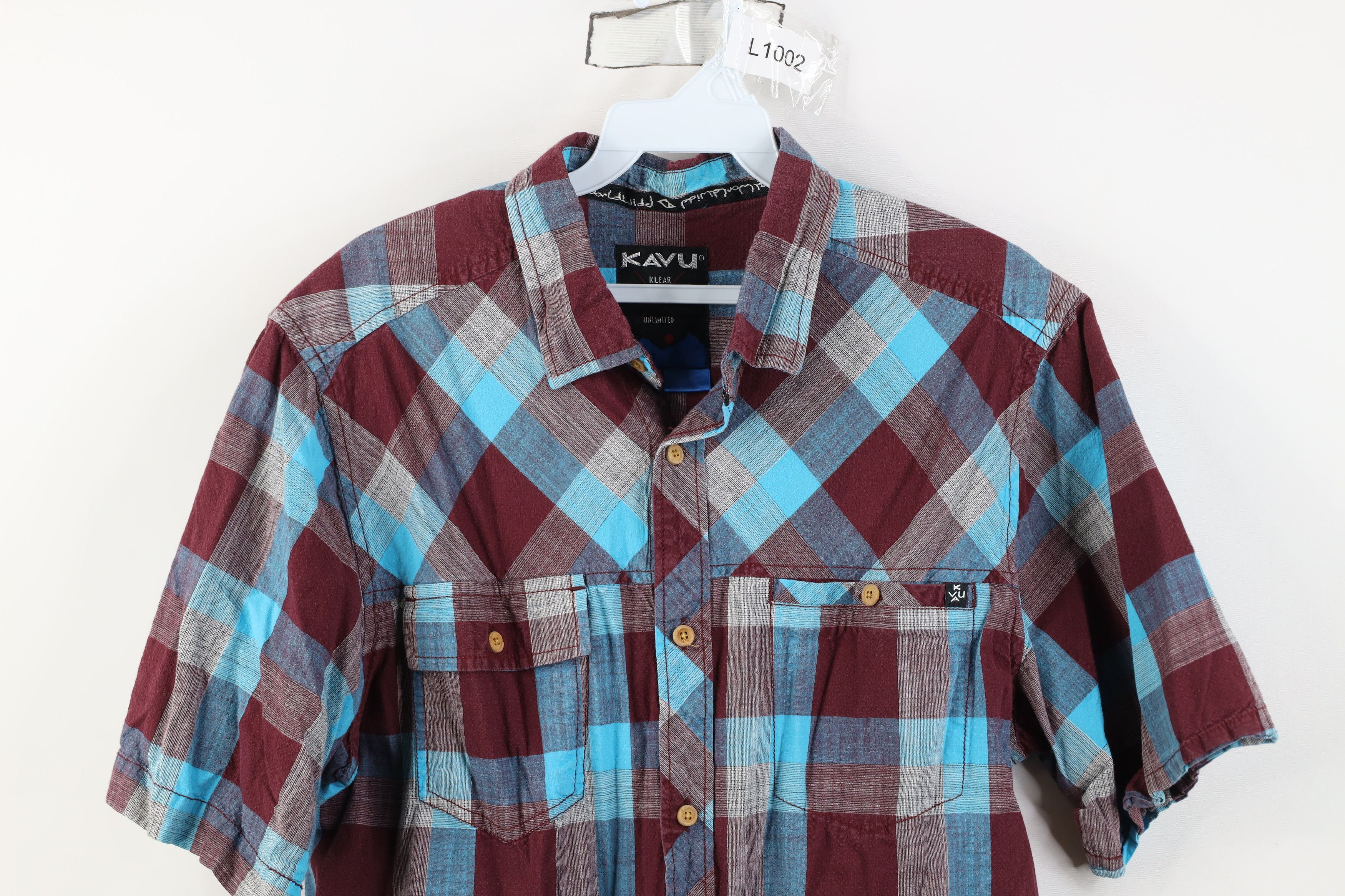 KAVU Kavu Seersucker Short Sleeve Collared Button Shirt Plaid Size US M / EU 48-50 / 2 - 2 Thumbnail