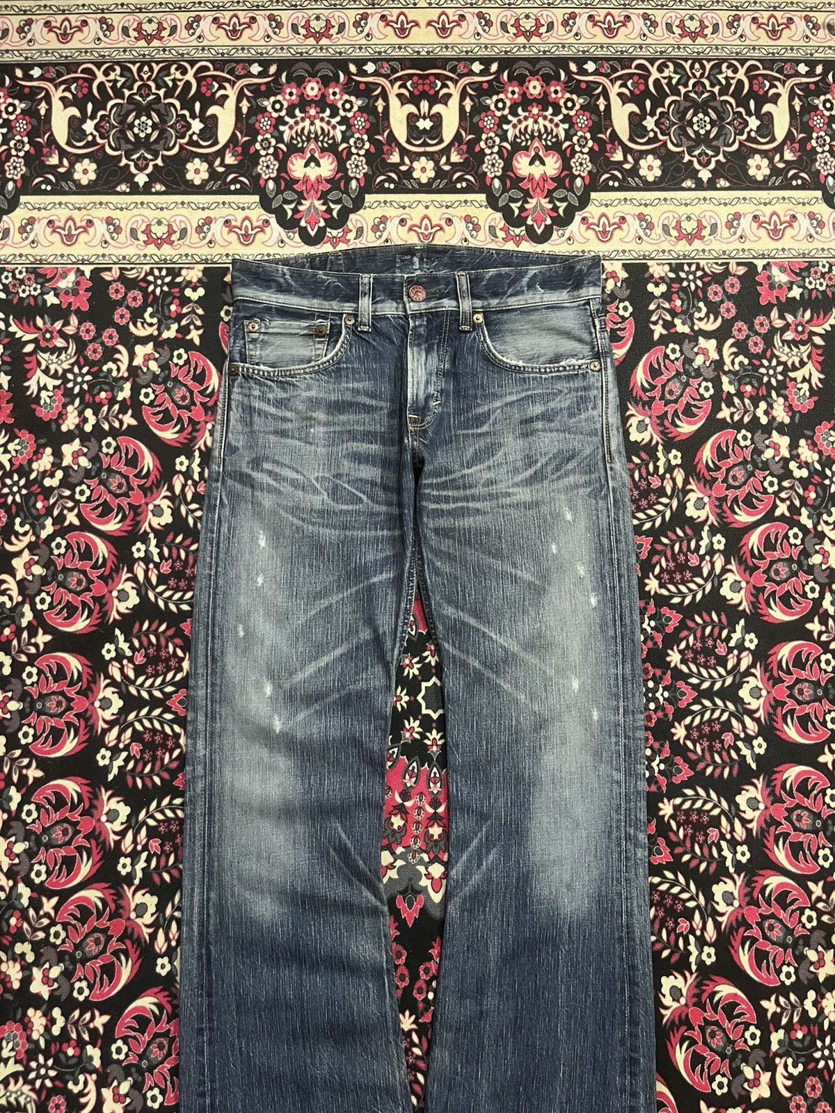 Tornado Mart ⚡️Flare⚡️Vintage Edwin Blue Trip Whiskering Blue Washed Jeans Size US 30 / EU 46 - 3 Thumbnail