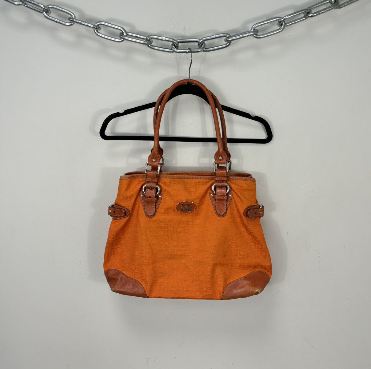Iceberg Iceberg Vintage Designer Rare Orange Canvas Leather Tote Bag Size ONE SIZE - 1 Thumbnail