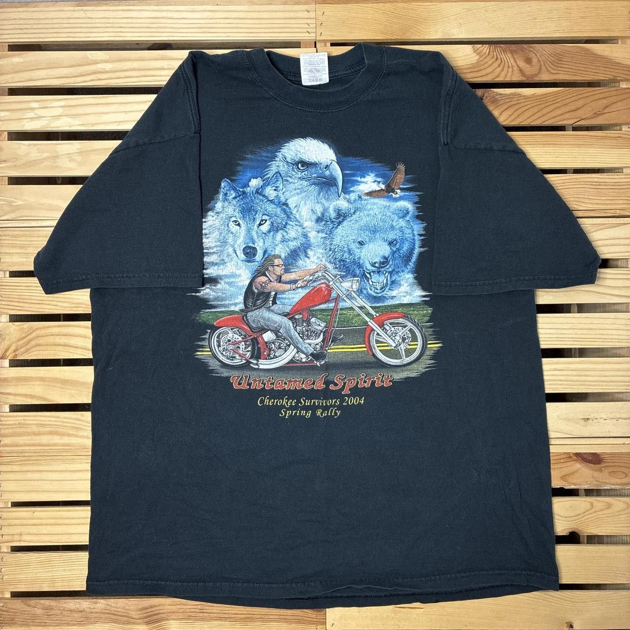 Jerzees Vintage Cherokee Rally 2004 Black Nature Biker Tee Size 2XL Size US XXL / EU 58 / 5 - 1 Thumbnail