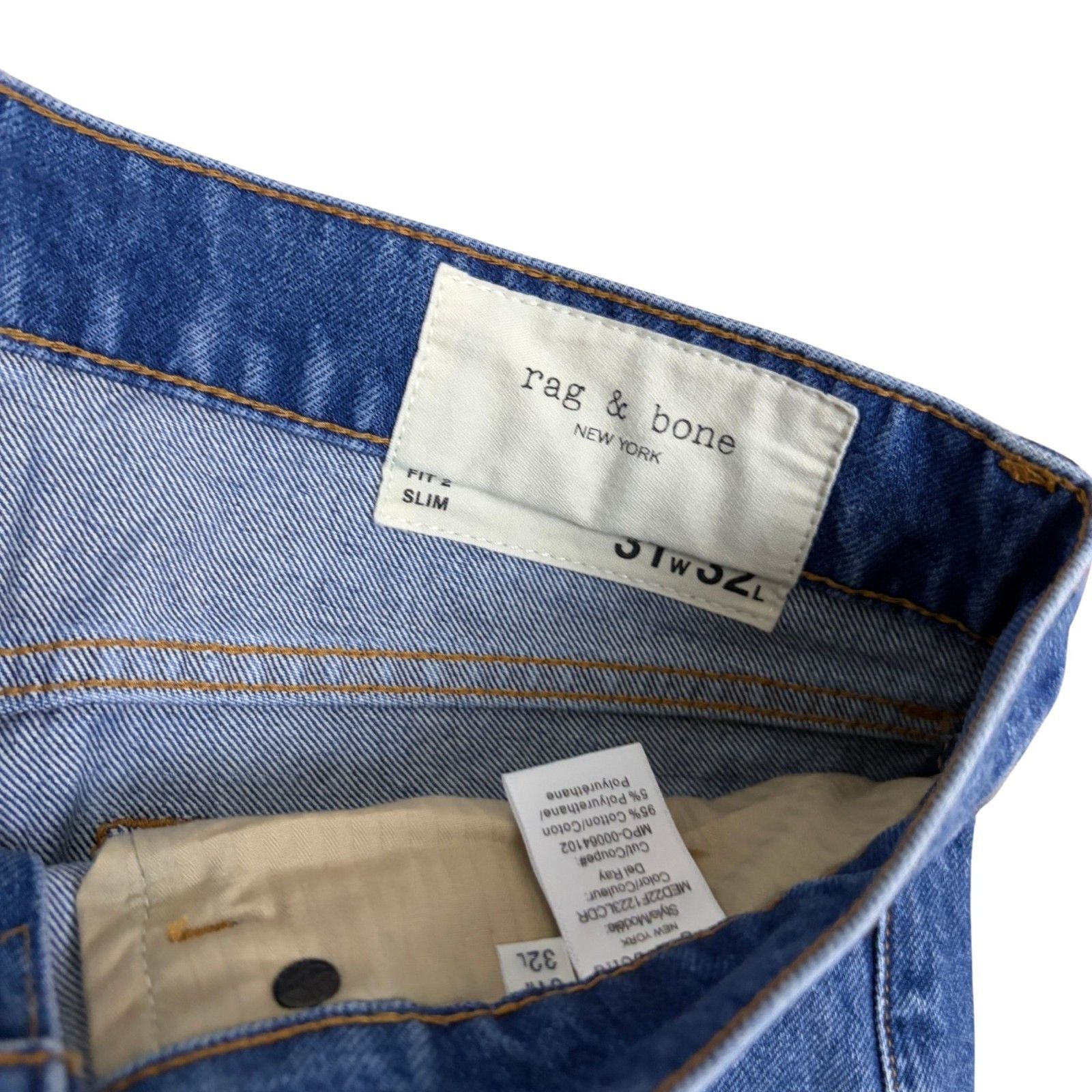 Rag & Bone RAG & BONE Denim Jeans Slim Fit Medium Del Ray Pants 31x32 Size US 31 - 3 Thumbnail