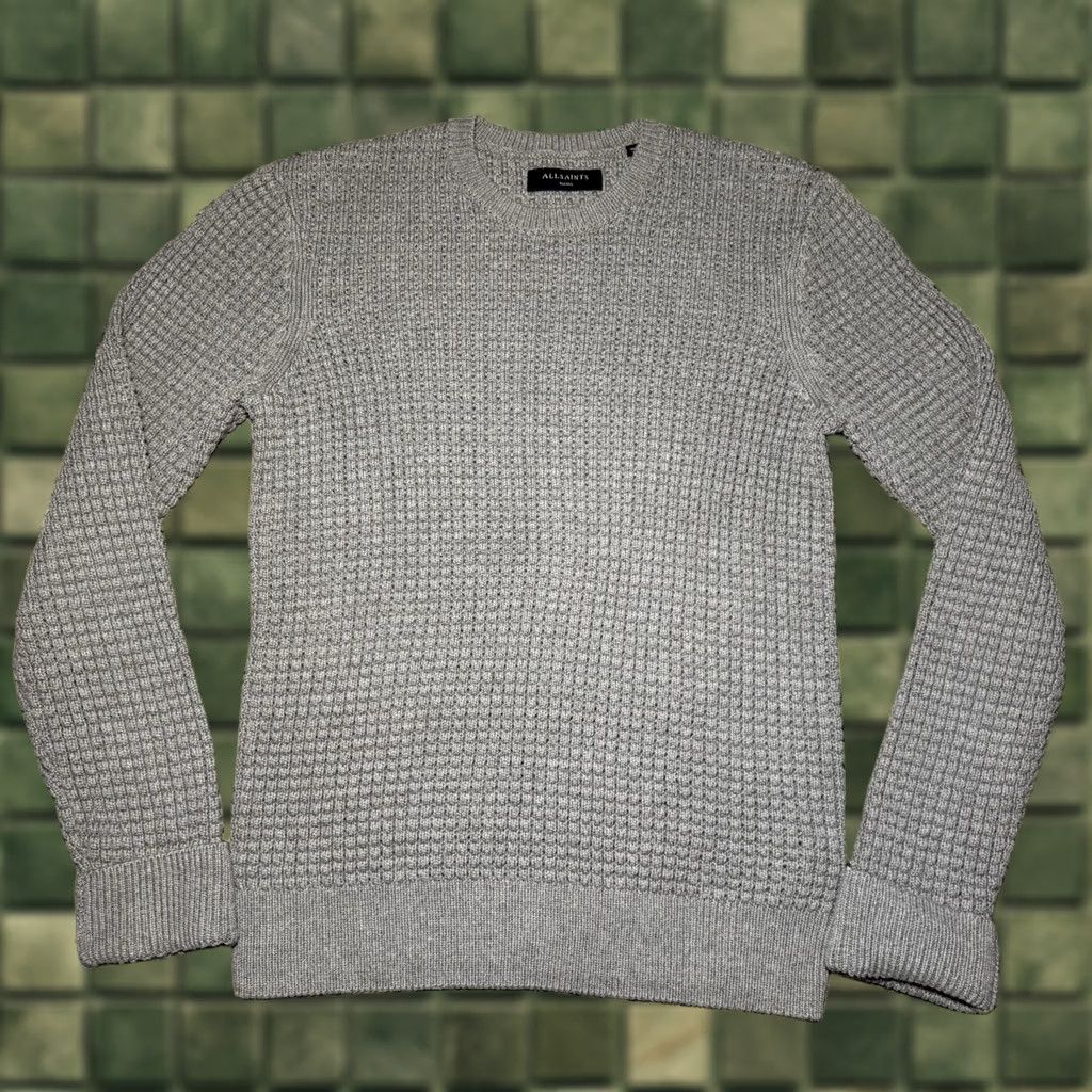 Allsaints AllSaints Eydon Crew Jumper Sweater Waffle Knit Mens Size S Mink Cotton 18 in wide 28 in long - Navy/Beige? Size US S / EU 44-46 / 1 - 1 Thumbnail
