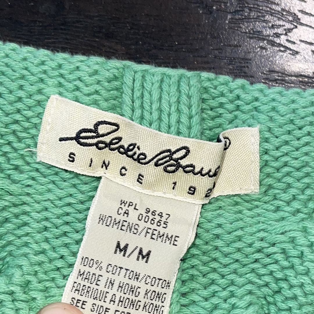 Eddie Bauer Cable Knit Green Pullover Sweater Medium 90s Vintage Casual Size M / US 6-8 / IT 42-44 - 3 Thumbnail
