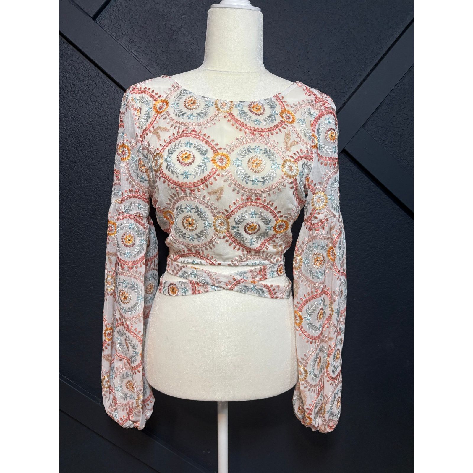 Other Atoir Love Crop Top Embroidered Boho Wrap Tie Size S #0509 Size S / US 4 / IT 40 - 7 Thumbnail