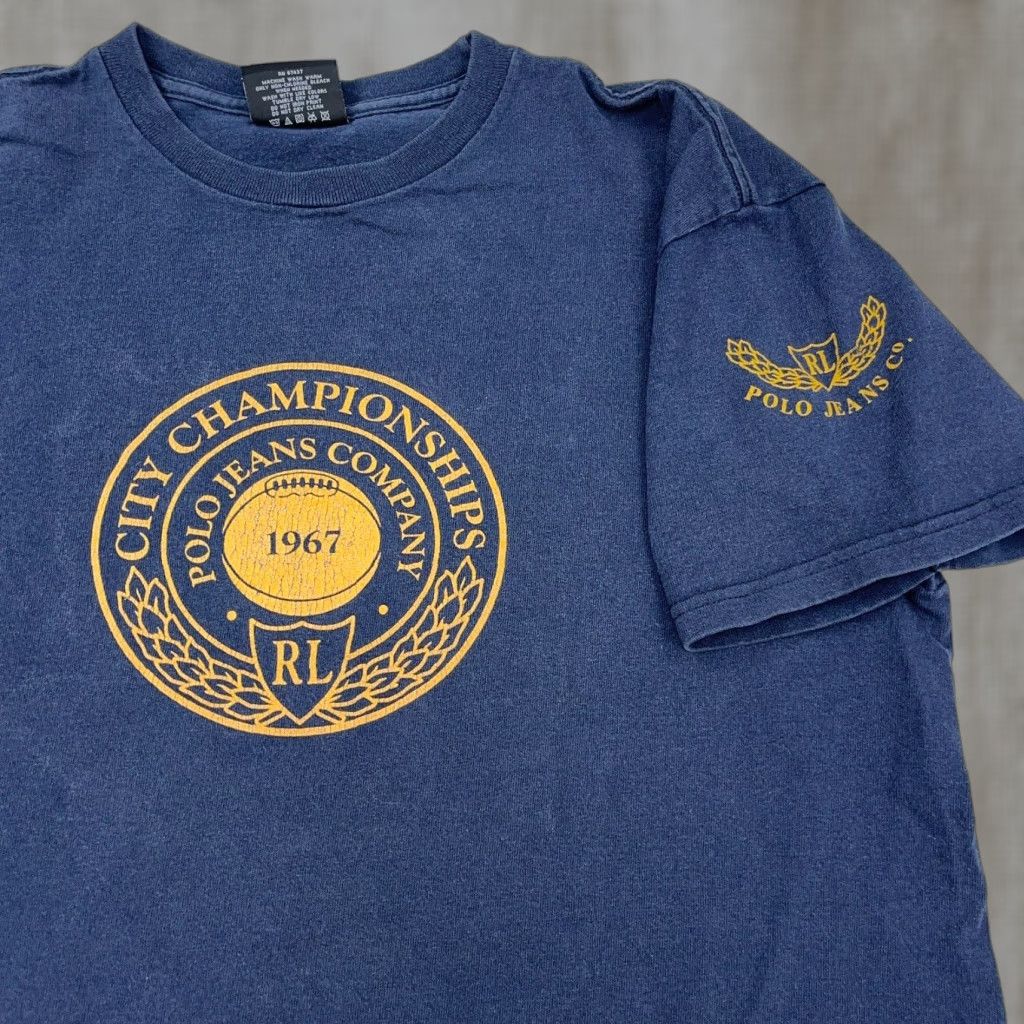 Ralph Lauren VINTAGE Ralph Lauren Shirt Men Medium Blue Polo Jeans Y2K 90s Football Champions Size US M / EU 48-50 / 2 - 1 Thumbnail
