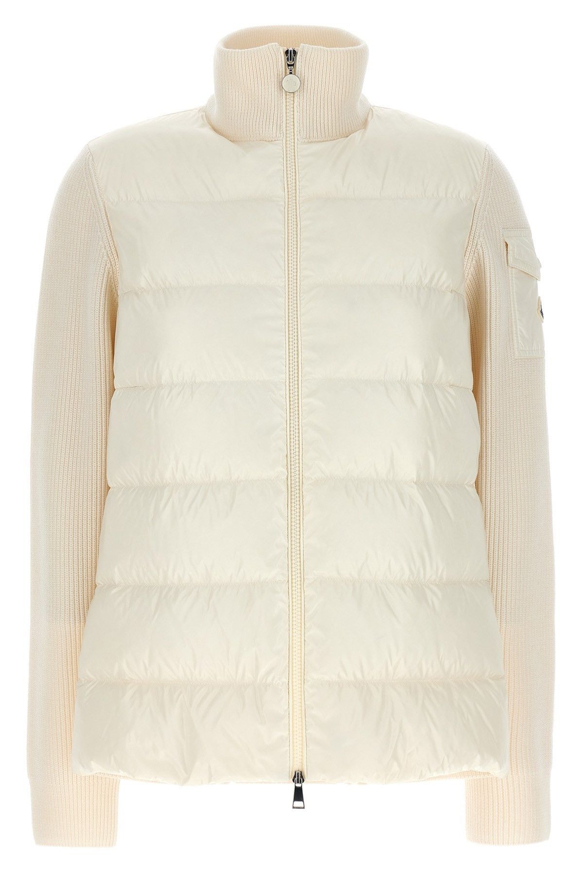 image of Moncler Bimaterial Cardigan in White, Women's (Size Small)
