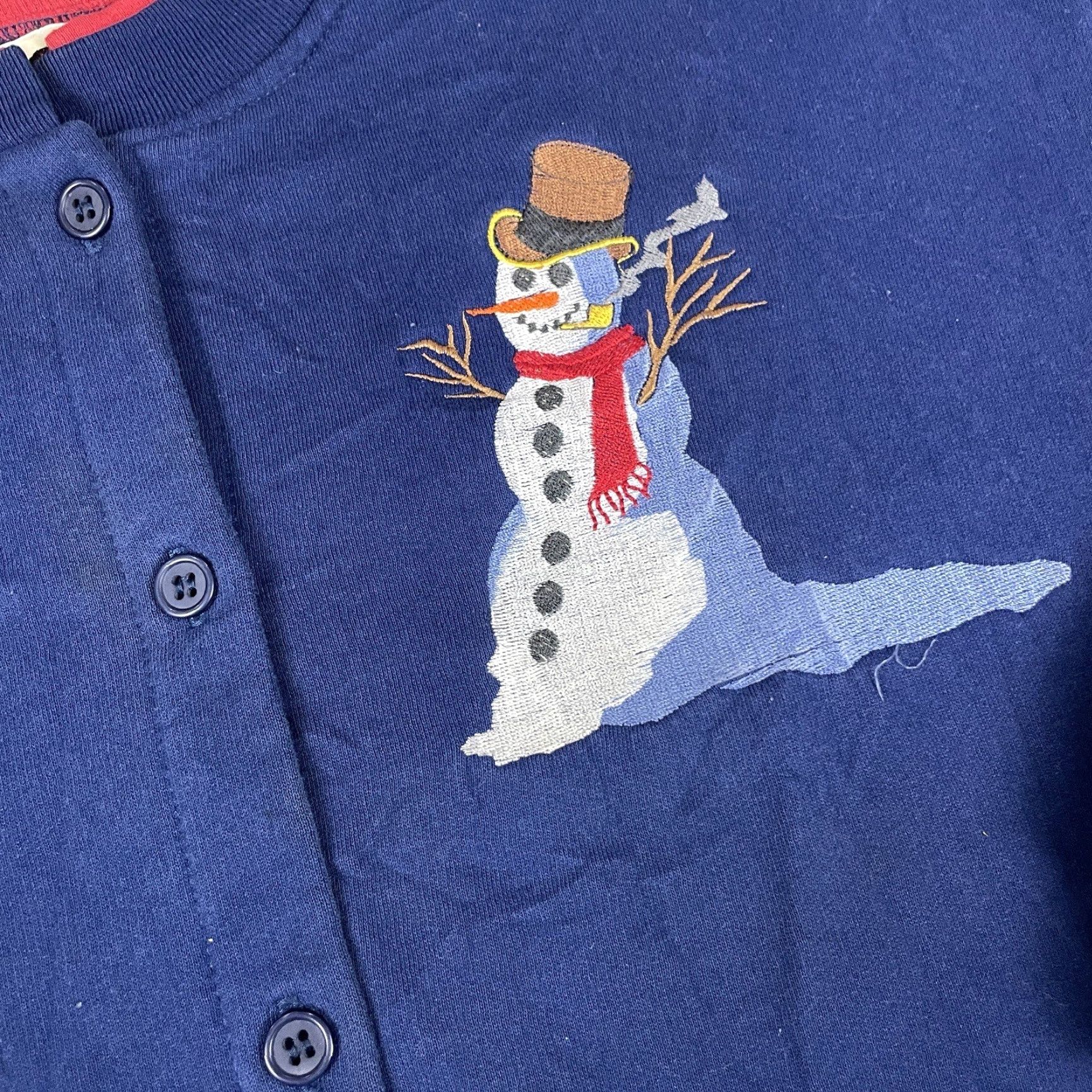 Vintage VINTAGE Winona Christmas Sweatshirt Mens M Blue Crew Neck Long Sleeve Snowman Embroidered Cotton Polyester Fleece USA Made USA Made Size US M / EU 48-50 / 2 - 3 Thumbnail