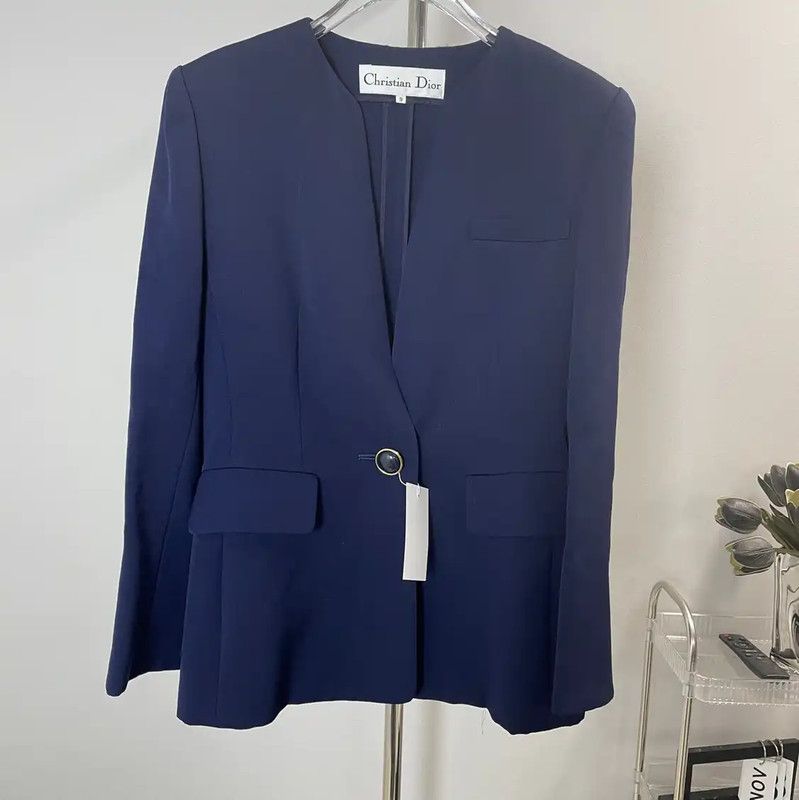 Dior Dior Blue Wool Women's Jacket 0089 Size M / US 6-8 / IT 42-44 - 1 Thumbnail