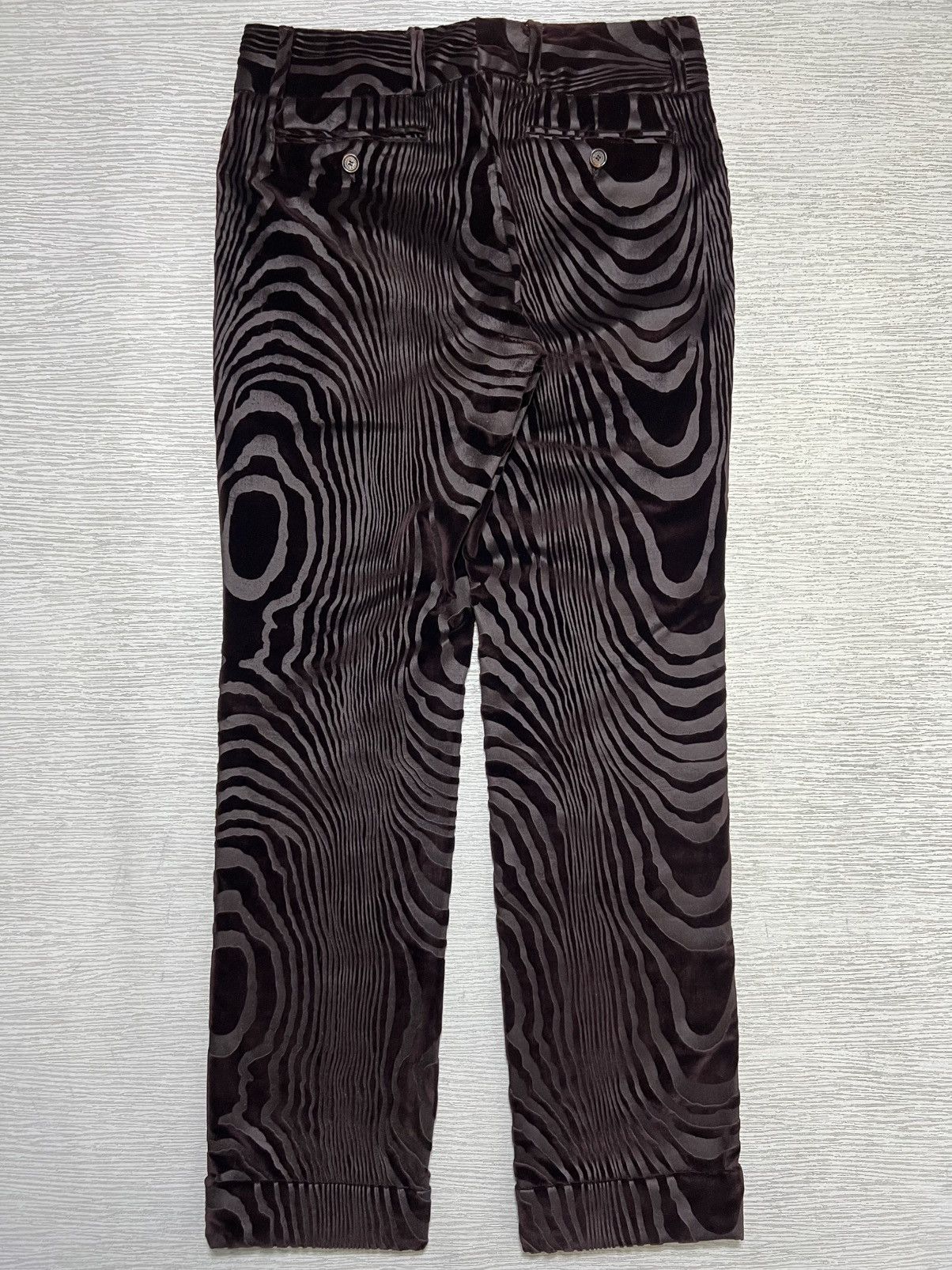 Dolce & Gabbana Dolce & Gabbana - Wood Pattern Allover Print Velvet Trouser Size US 30 / EU 46 - 4 Thumbnail