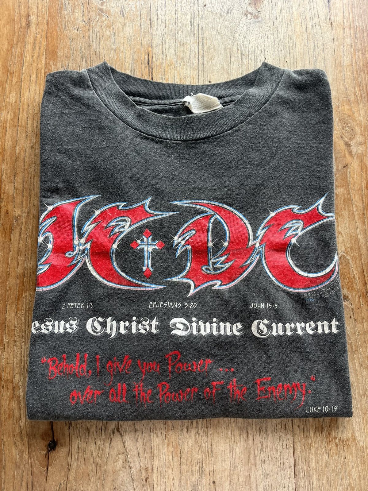 Vintage Vintage JCDC Jesus Parody AC/DC 1990’s T-shirt Size US XL / EU 56 / 4 - 1 Thumbnail