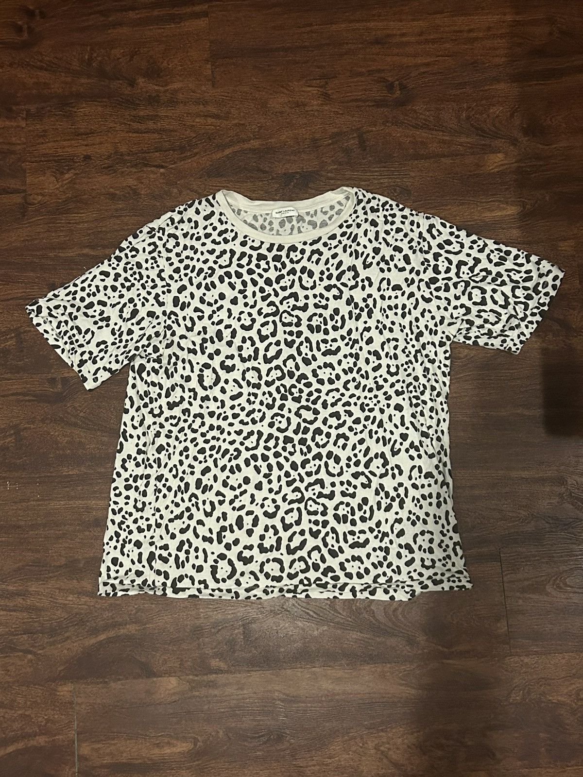 Saint Laurent Paris Leopard Print Tie Dye Effect T shirt