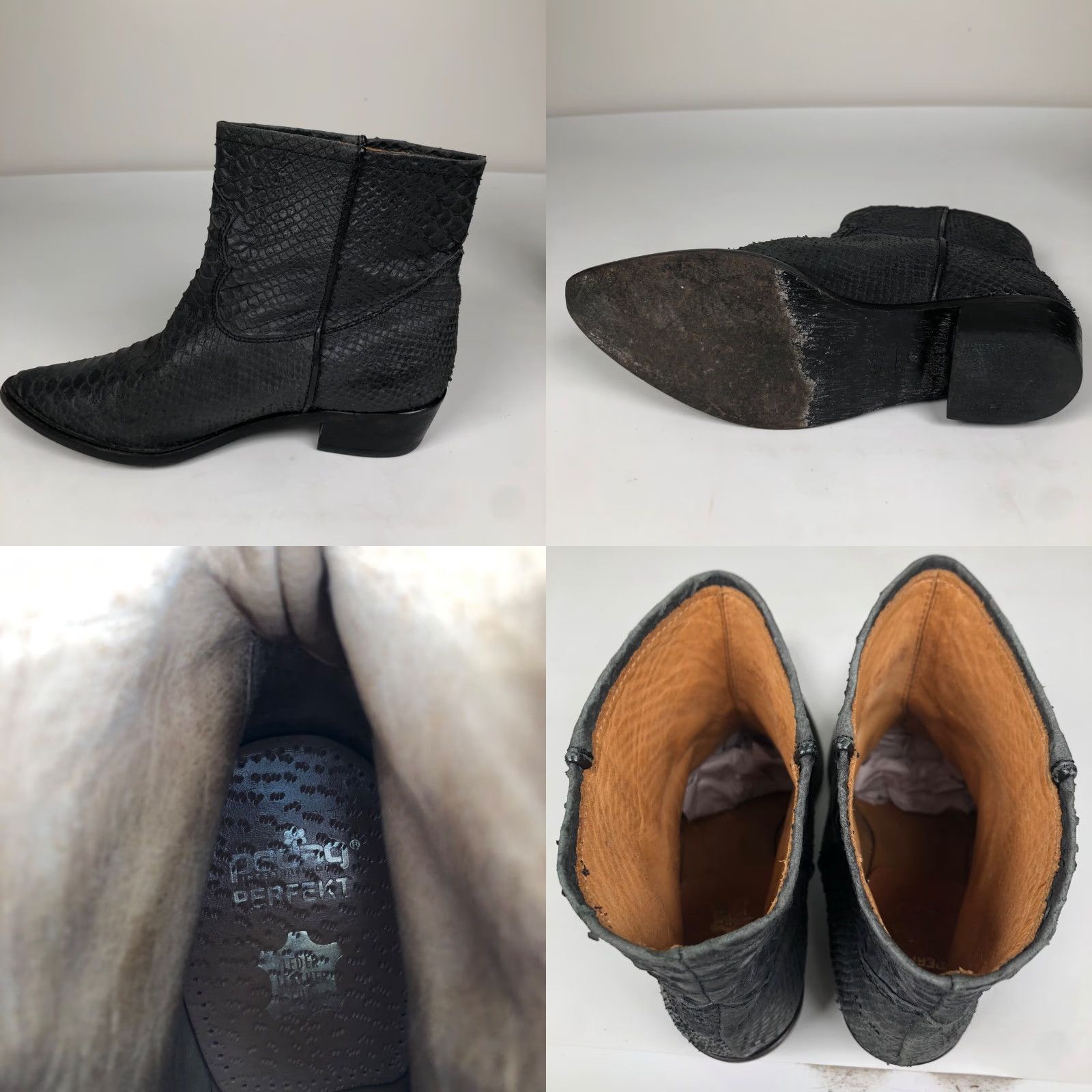 Zara VINTAGE Zara Boots Gray Snake Print Leather Short Boots Spain Size 30" / US 8 / IT 44 - 8 Thumbnail