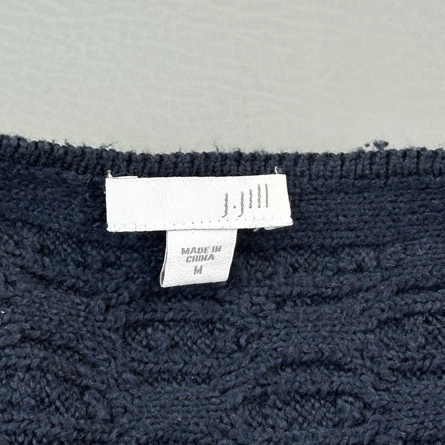 J. Jill J Jill Women's Medium Navy Cardigan Sweater Open Front Textured Knit Size M / US 6-8 / IT 42-44 - 3 Thumbnail