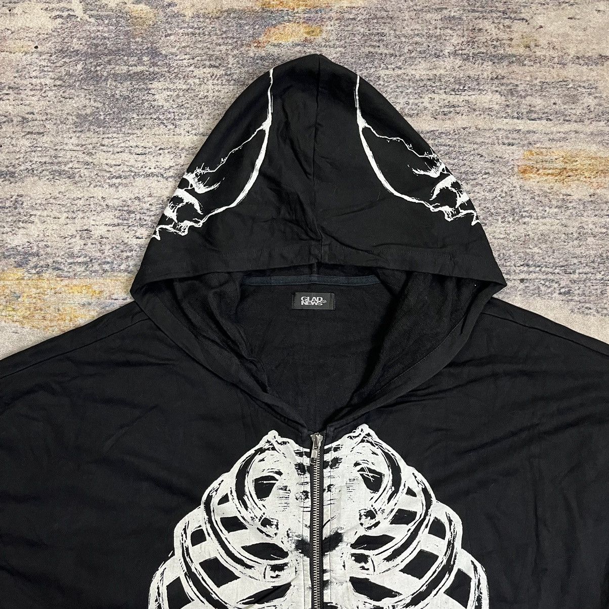 If Six Was Nine × Japanese Brand × Le Grande Bleu (L.G.B.) Y2k Rare Glad News skeleton zip hooodie Size US L / EU 52-54 / 3 - 6 Thumbnail