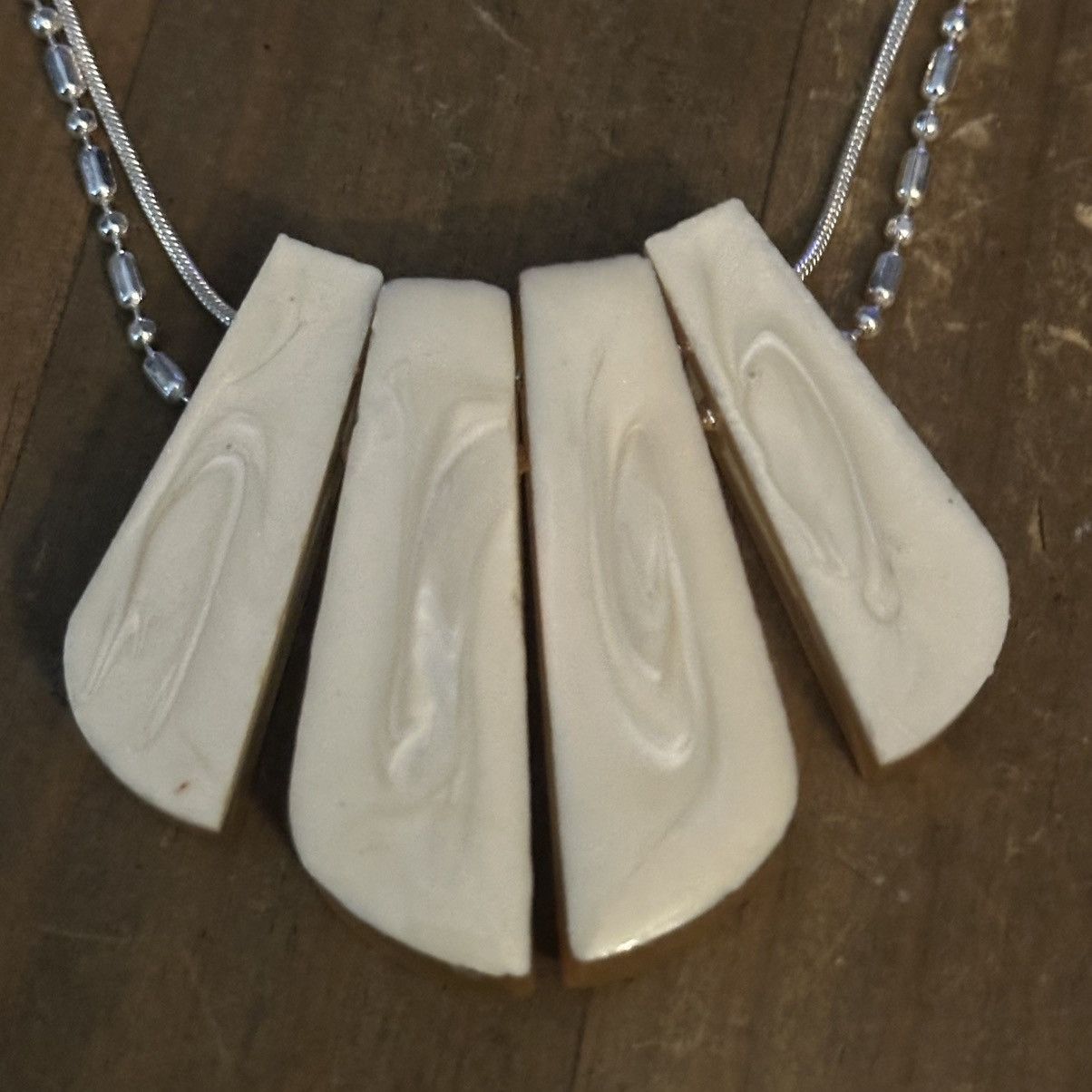 Other Silver tone double chain foil yellow lucite fringe necklace Size ONE SIZE - 4 Thumbnail