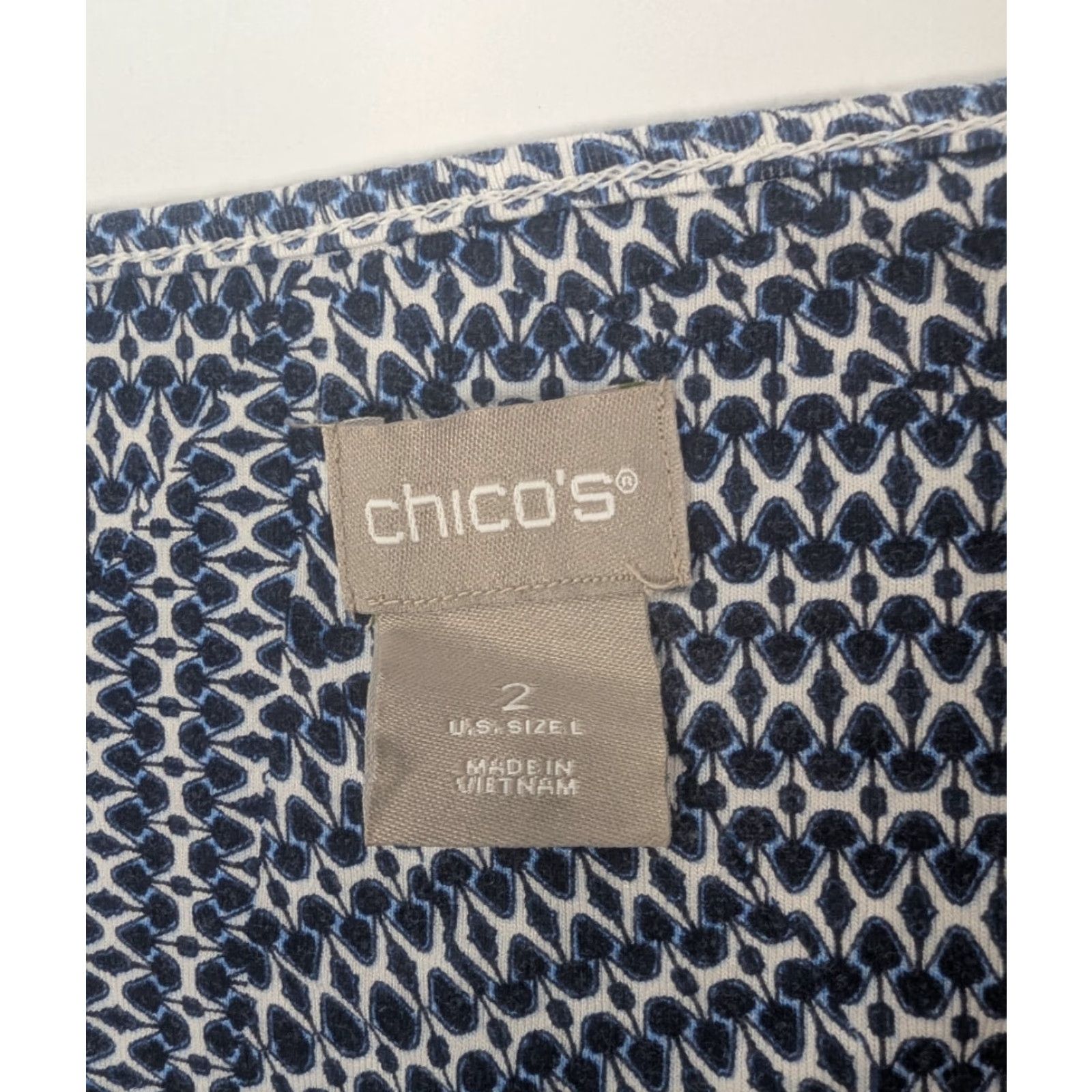 Vintage CHICO'S Shirt Geometric Blue V-Neck Flutter Sleeve Pullover Knit Top L Women's Regular Size L Size L / US 10 / IT 46 - 5 Thumbnail
